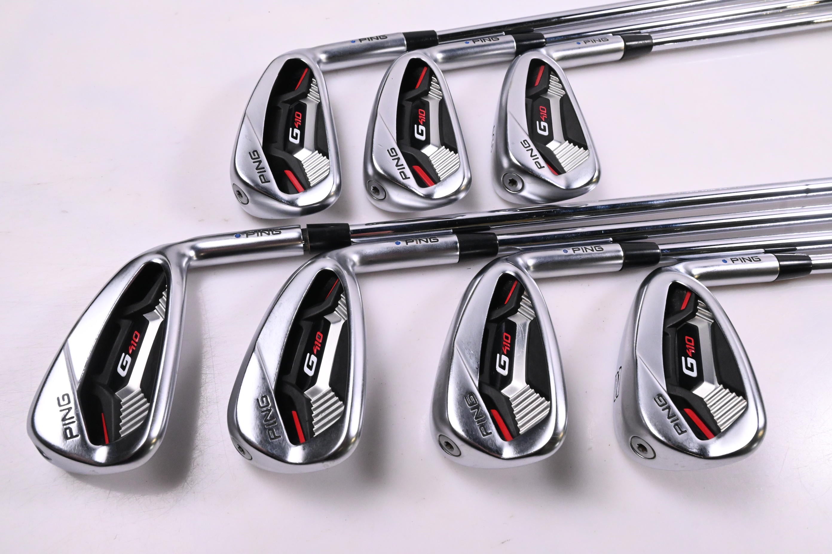 Ping G410 Irons / 4-PW / Blue Dot / Stiff Flex Ping AWT 2.0 Shafts