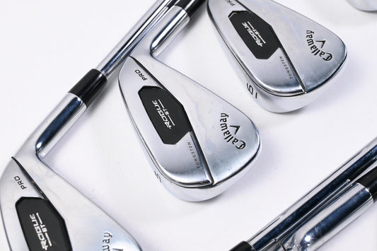 Callaway Rogue ST Pro Irons / 4-PW+GW / Stiff Flex Rifle Tour Flighted 105
