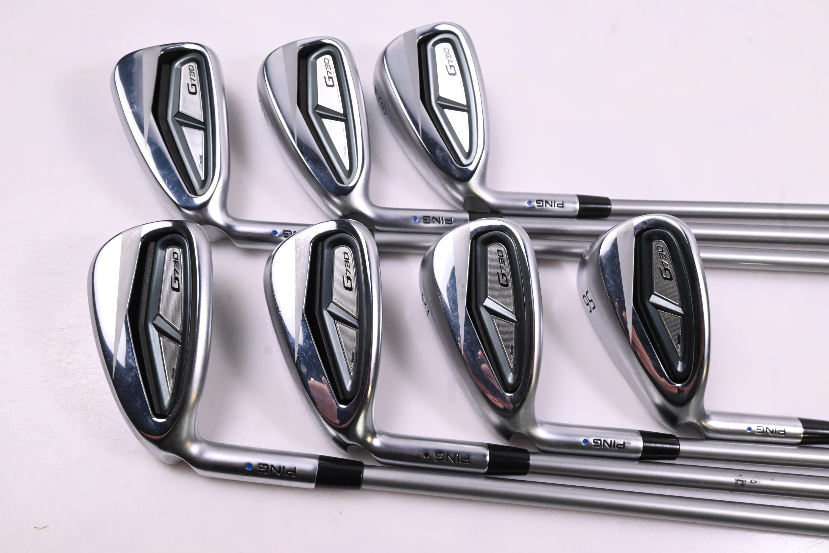Left Hand Ping G730 Irons / 7-PW+UW+50+56 / Blue Dot / Senior Flex Alta Quick 35