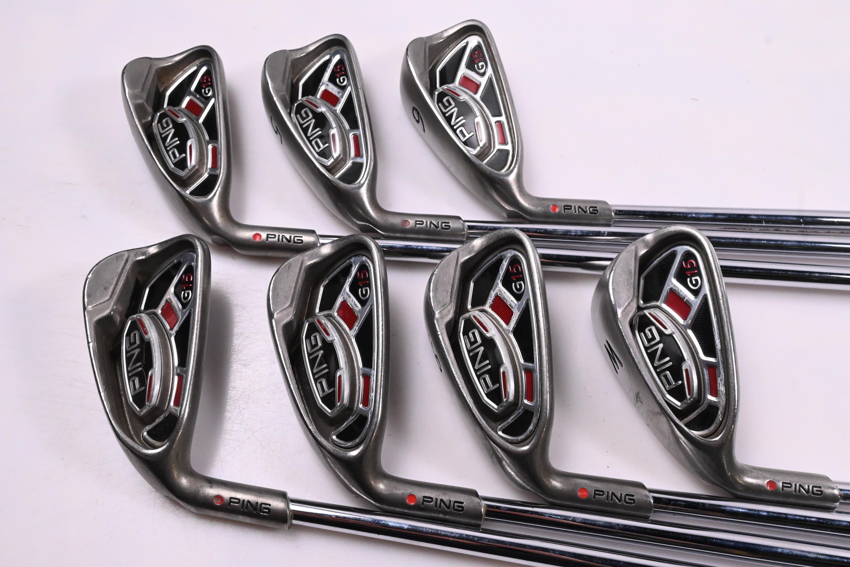 Left Hand Ping G15 Irons / 4-PW / Orange Dot / Regular Flex Ping AWT Shafts