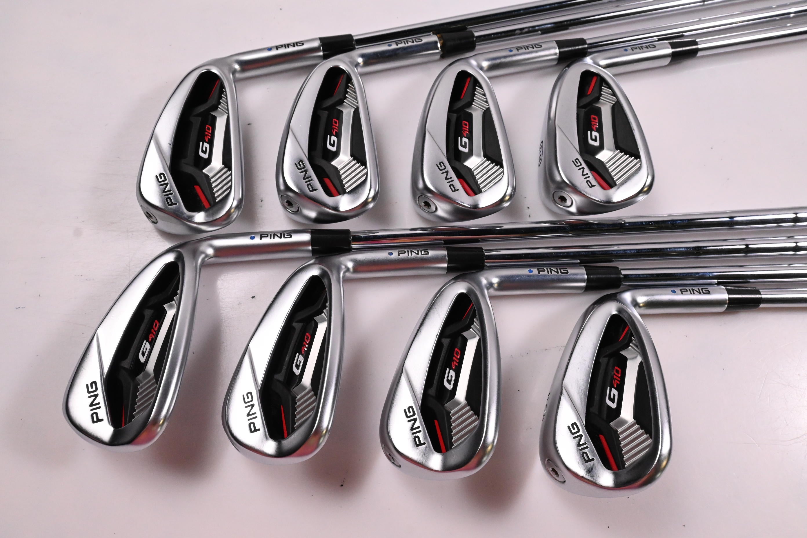 Ping G410 Irons / 5-PW+GW+SW / Blue Dot / Regular Flex KBS Tour 110 Shafts