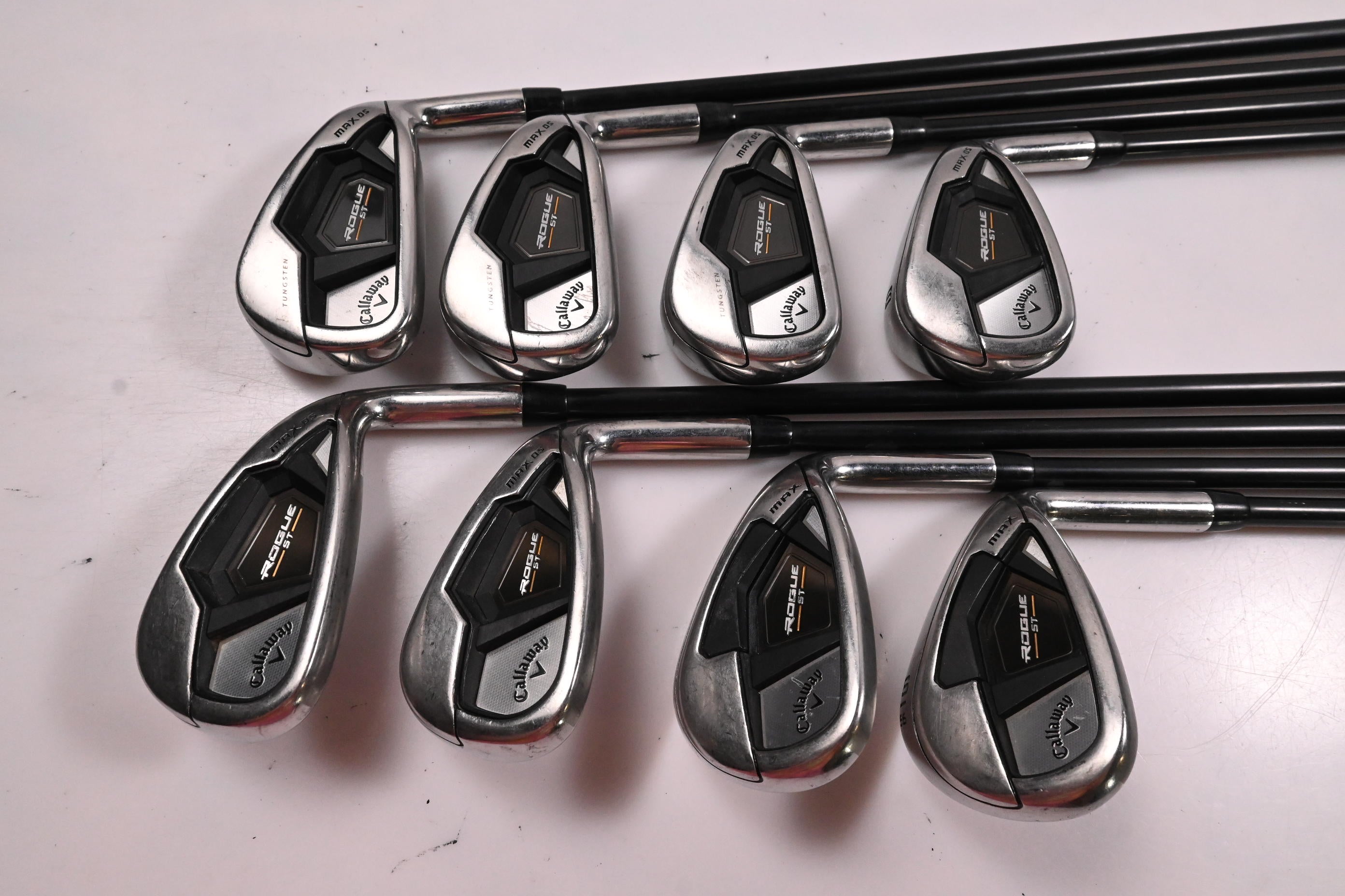 Callaway Rogue ST Max OS Irons / 5-PW+GW+SW / Regular Flex Cypher 60 Shafts