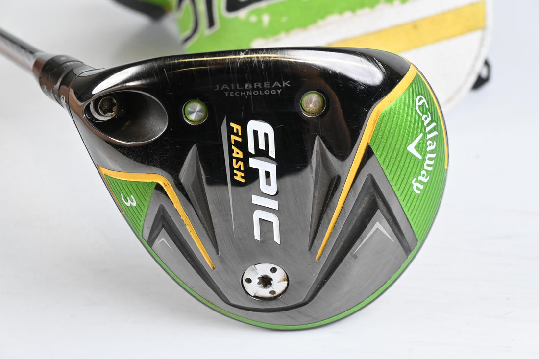 Left Hand Callaway Epic Flash #3 Wood / 15 Degree / Regular Flex EvenFlow Green