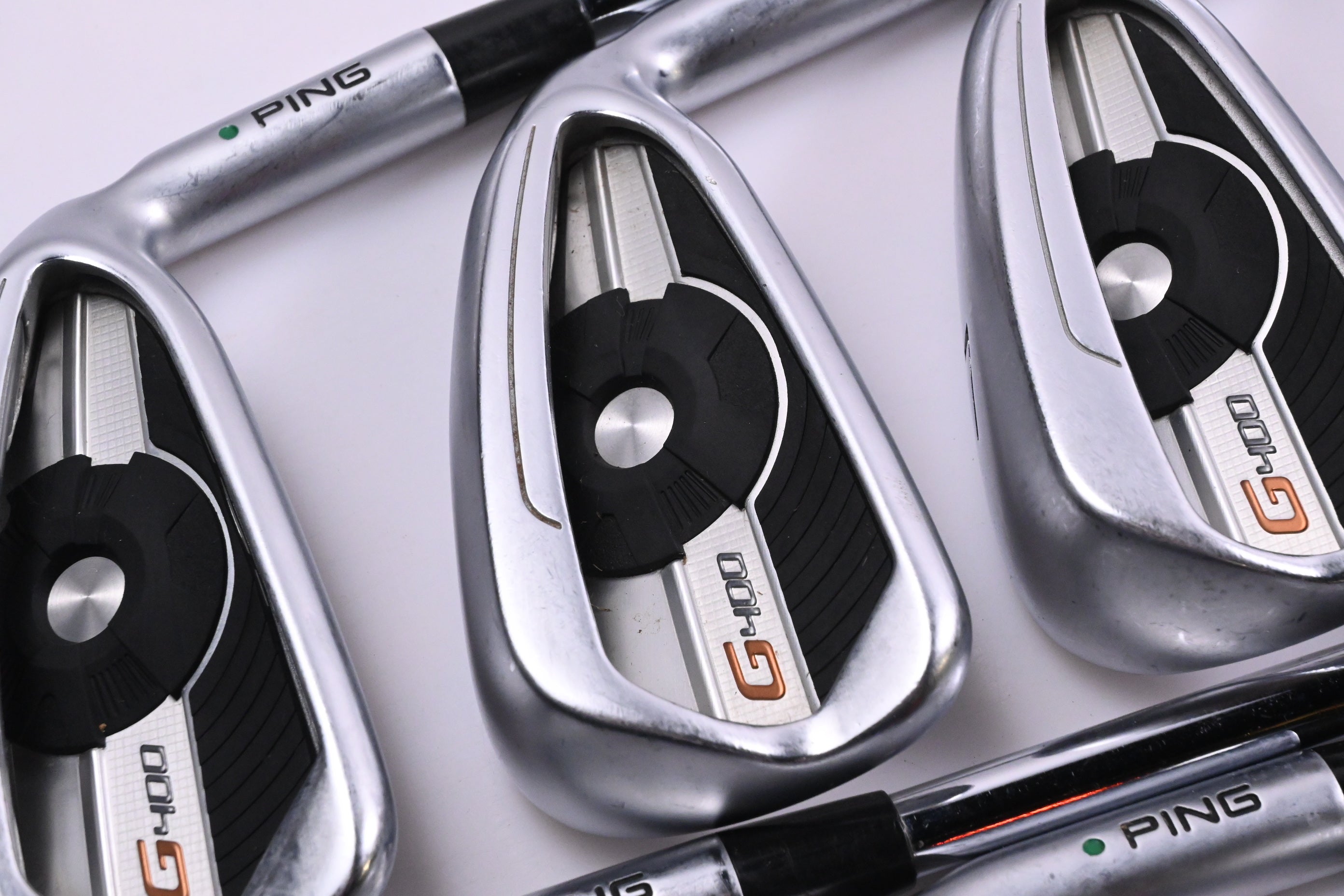 Ping G400 Irons / 5-PW+GW+SW / Green Dot / Regular Flex Ping AWT 2.0 Shafts