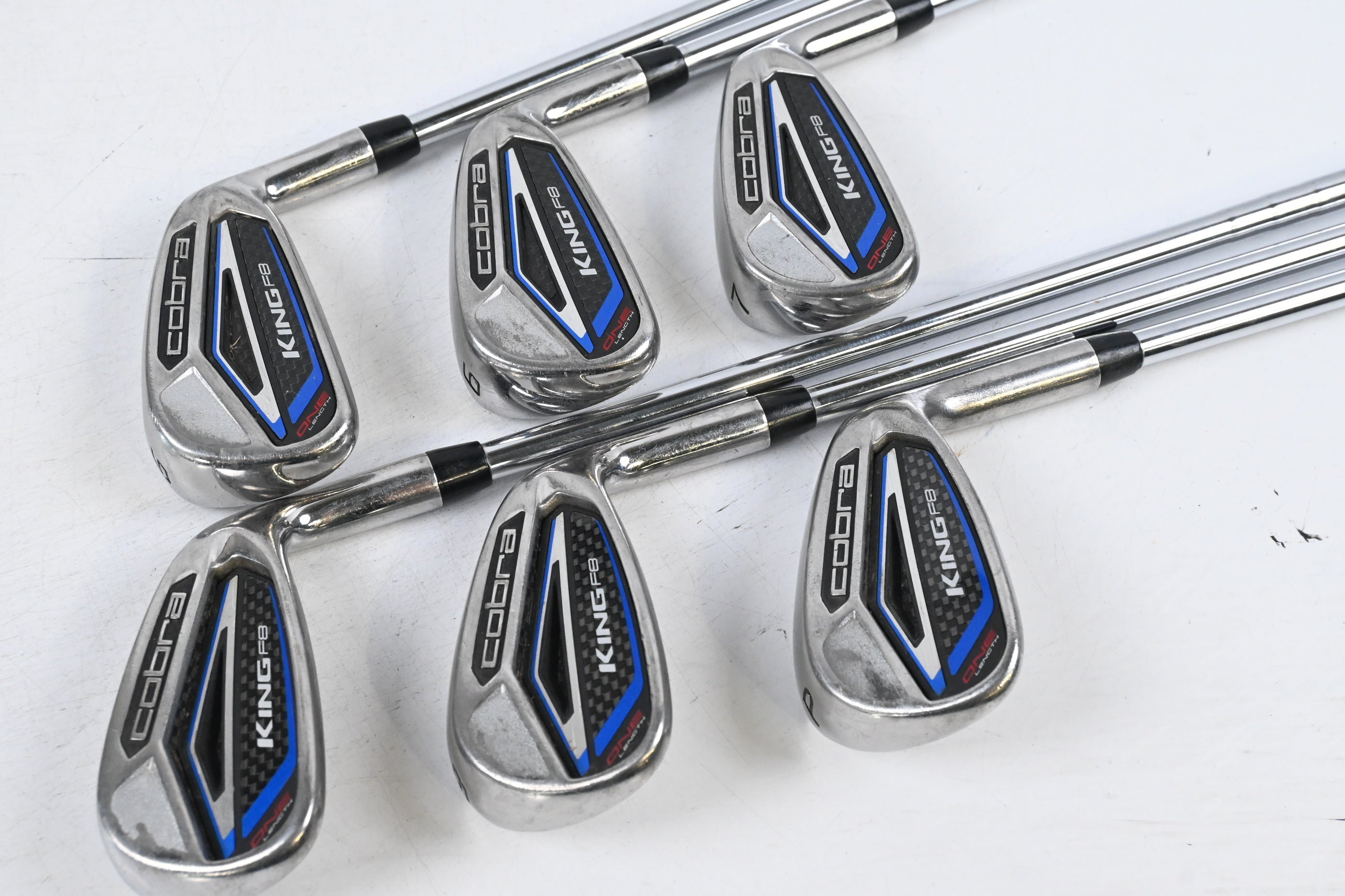 Cobra King F8 One Length Irons / 5-PW / Regular Flex True Temper One Flighted Shafts