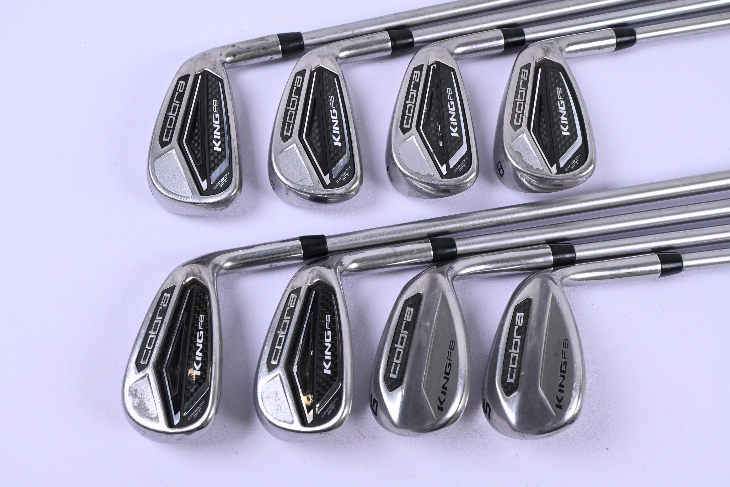 Cobra King F8 Irons / 5-PW+GW+SW / Regular Flex KBS Tour C-Taper 105 Shafts