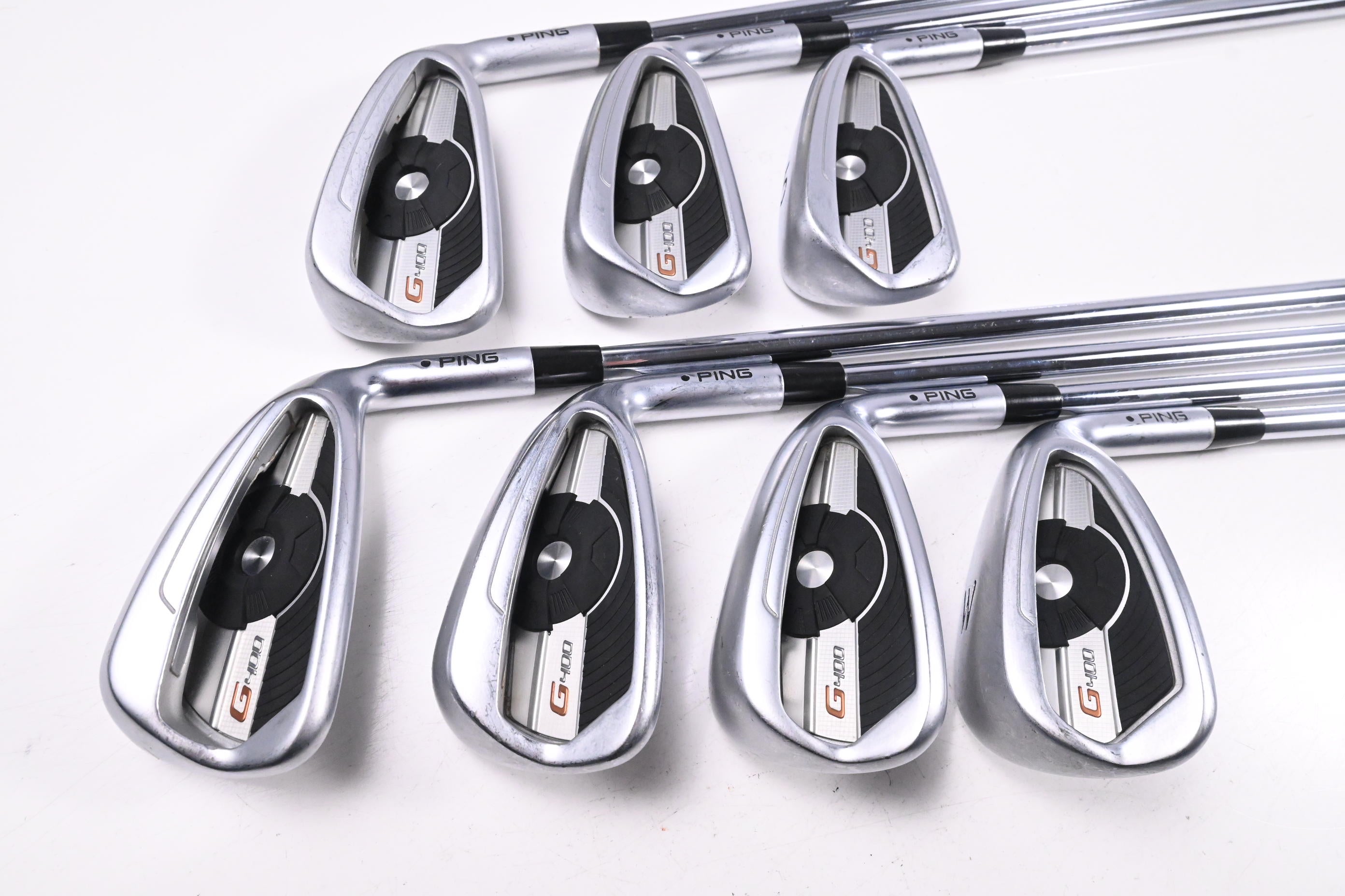 Ping G400 Irons / 4-PW / Black Dot / Stiff Flex Ping AWT 2.0 Shafts