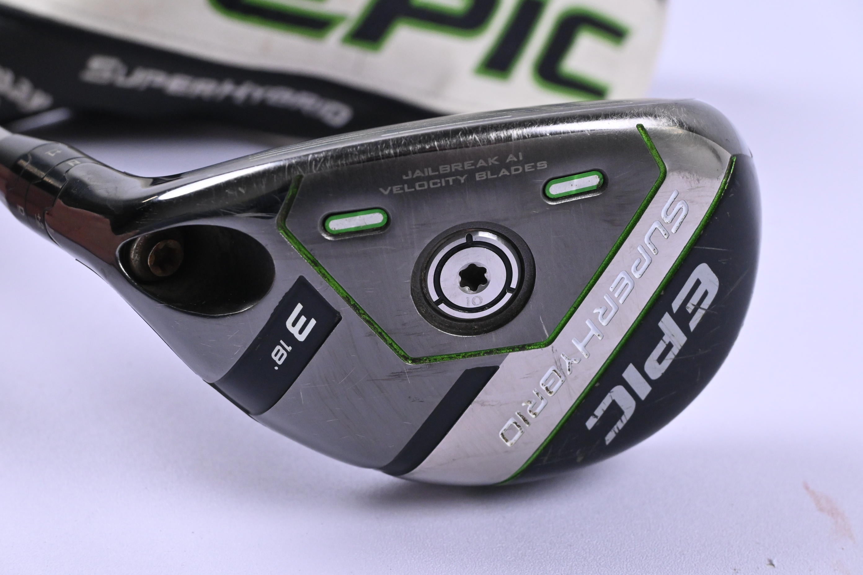 Left Hand Callaway Epic Super #3 Hybrid / 18 Degree / Regular Flex SteelFiber 75