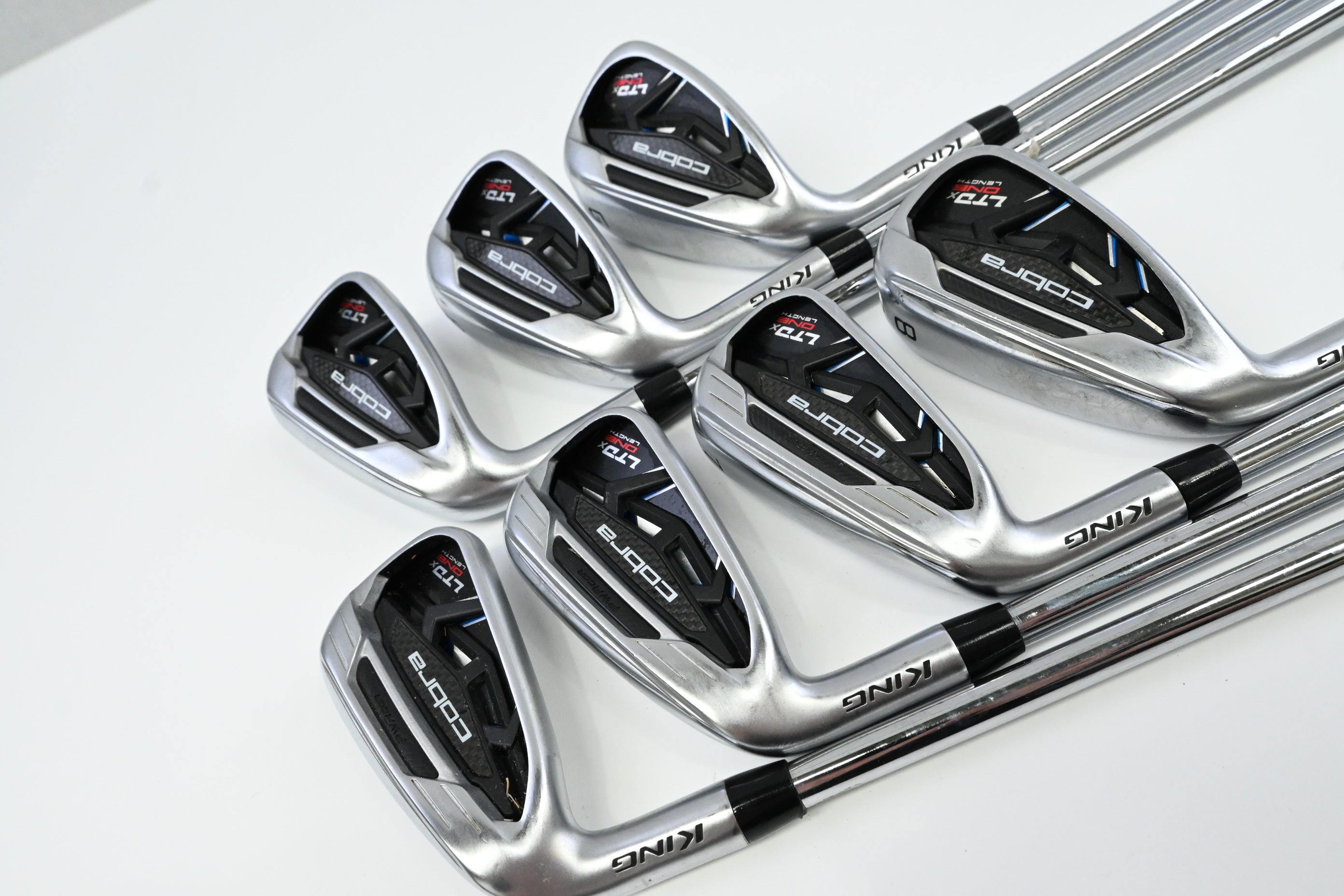 Left Hand Cobra LTDx One Length Irons / 5-PW+GW / Regular Flex KBS Tour 90