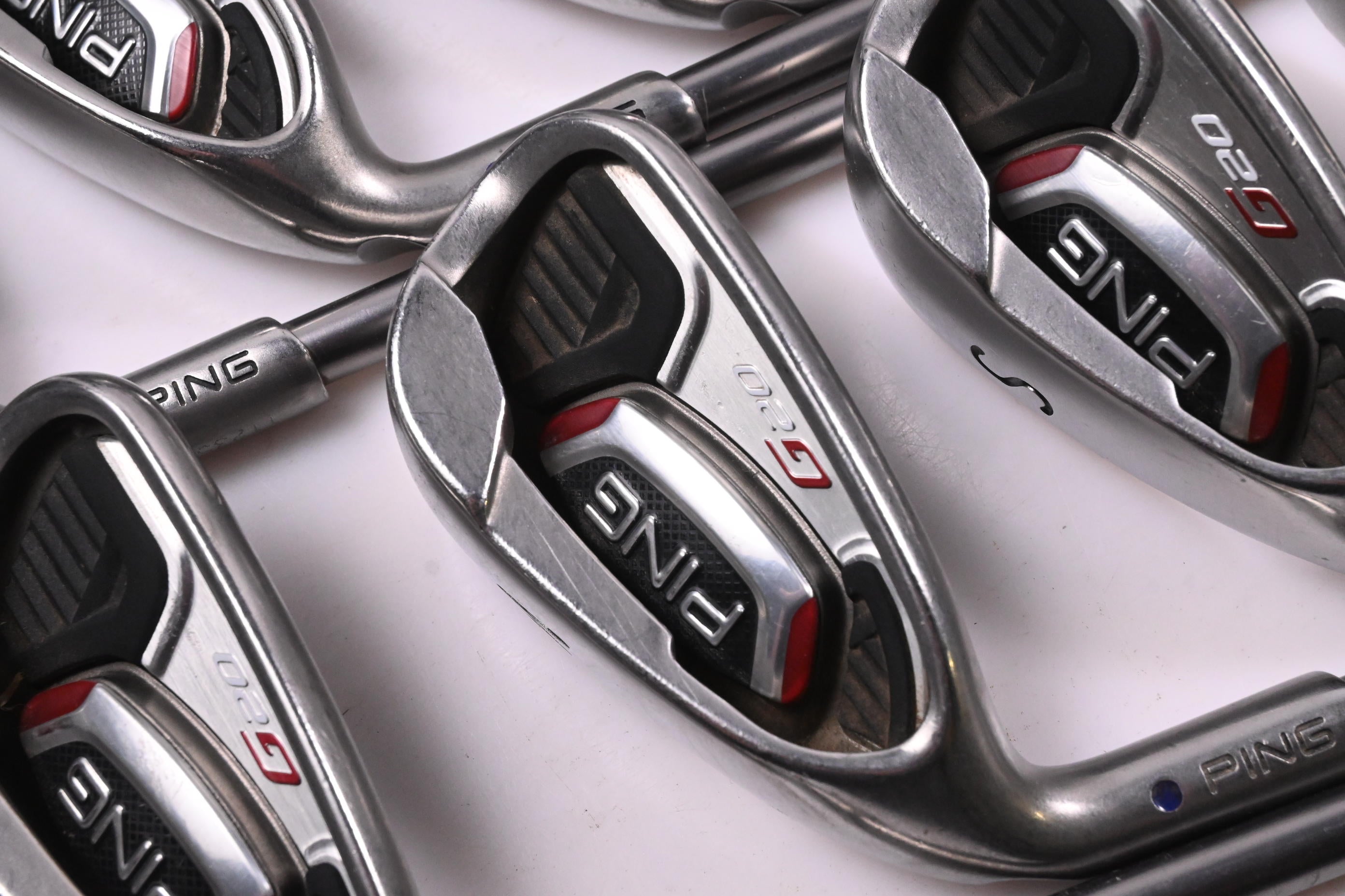 Left Hand Ping G20 Irons / 5-PW+SW+LW / Blue Dot / Senior Flex Ping TFC 169