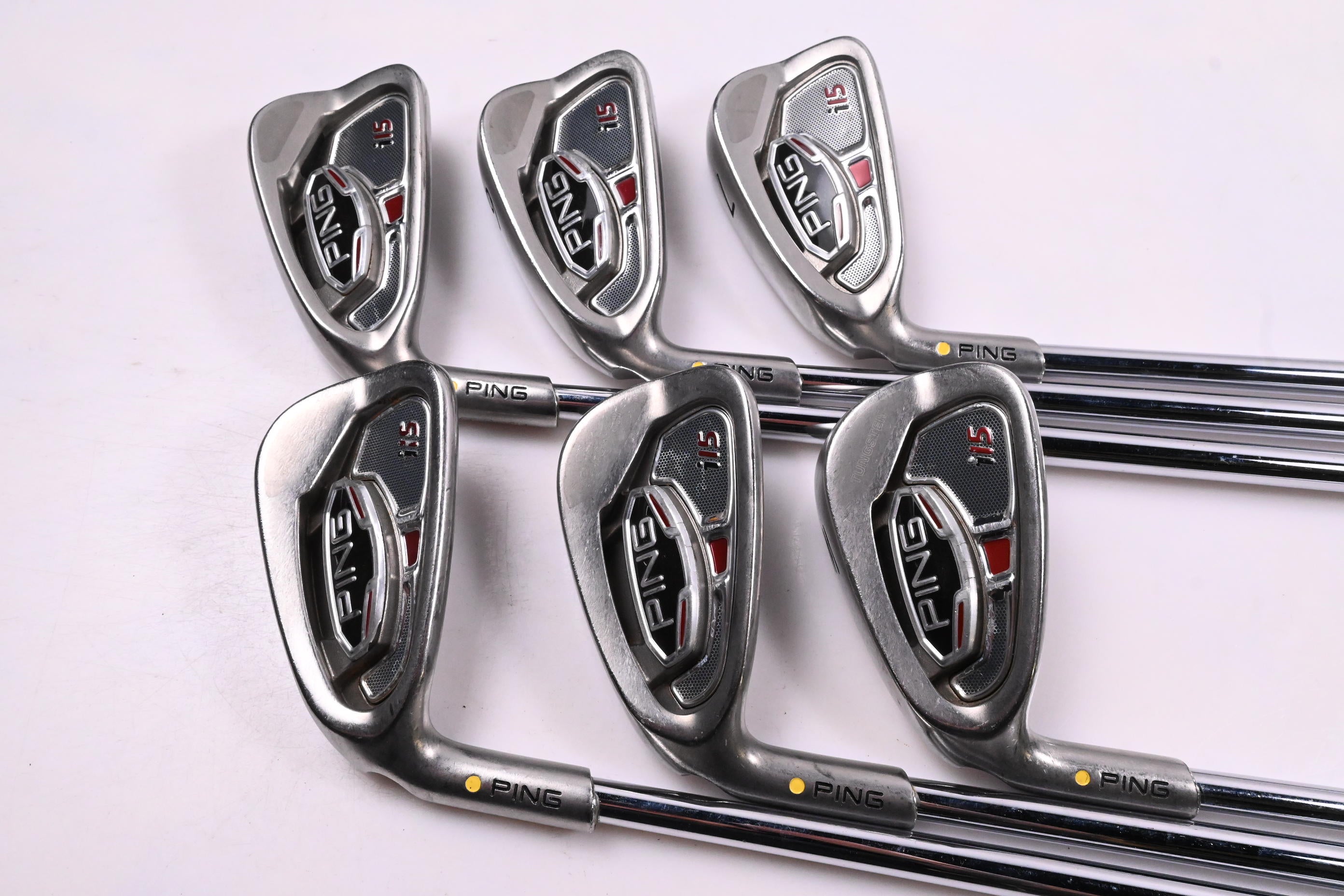 Left Hand Ping i15 Irons / 5-PW / Yellow Dot / Regular Flex Ping AWT Shafts