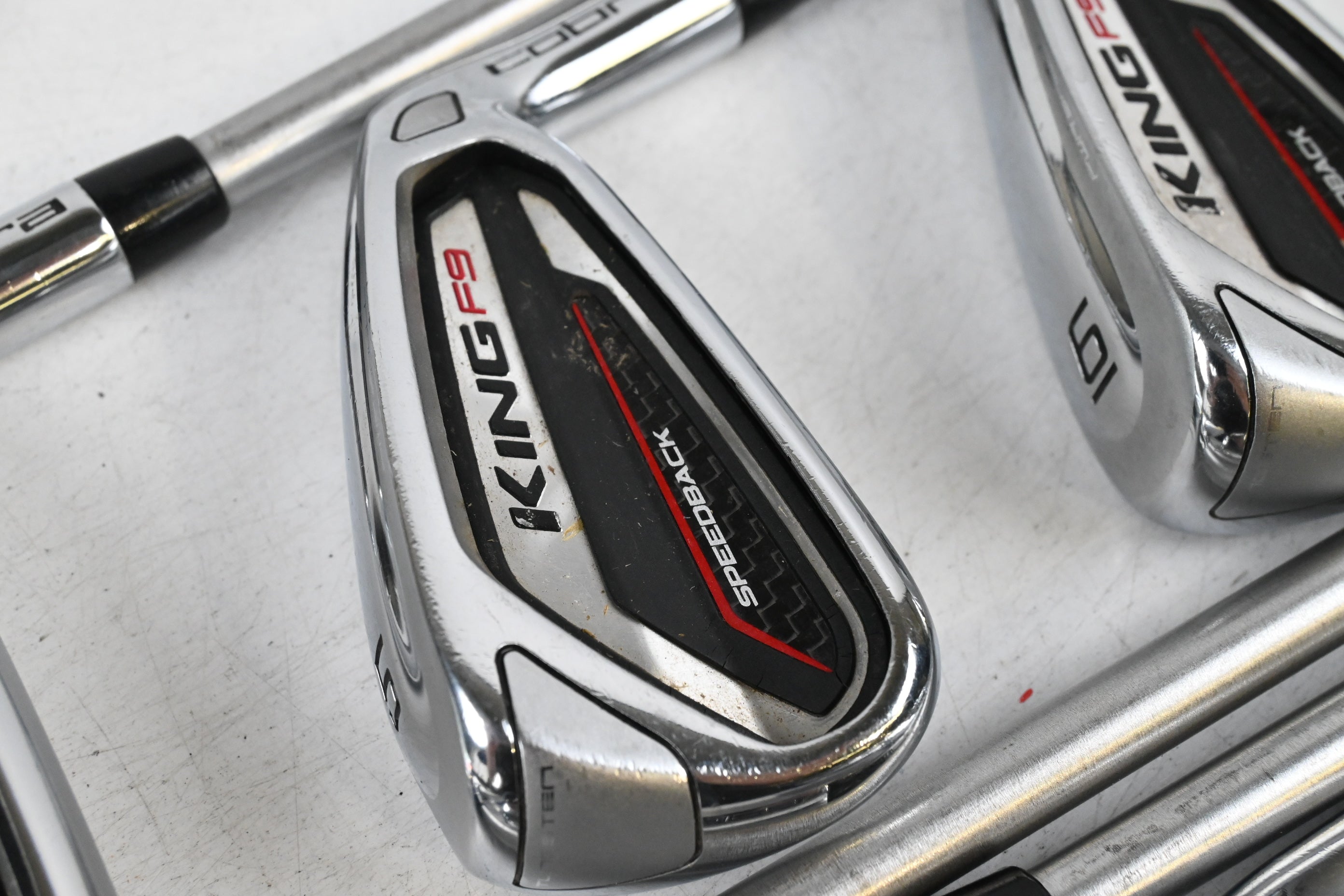 Cobra King F9 Irons / 4-PW / Stiff Flex KBS Tour C-Taper Lite 110 Shafts