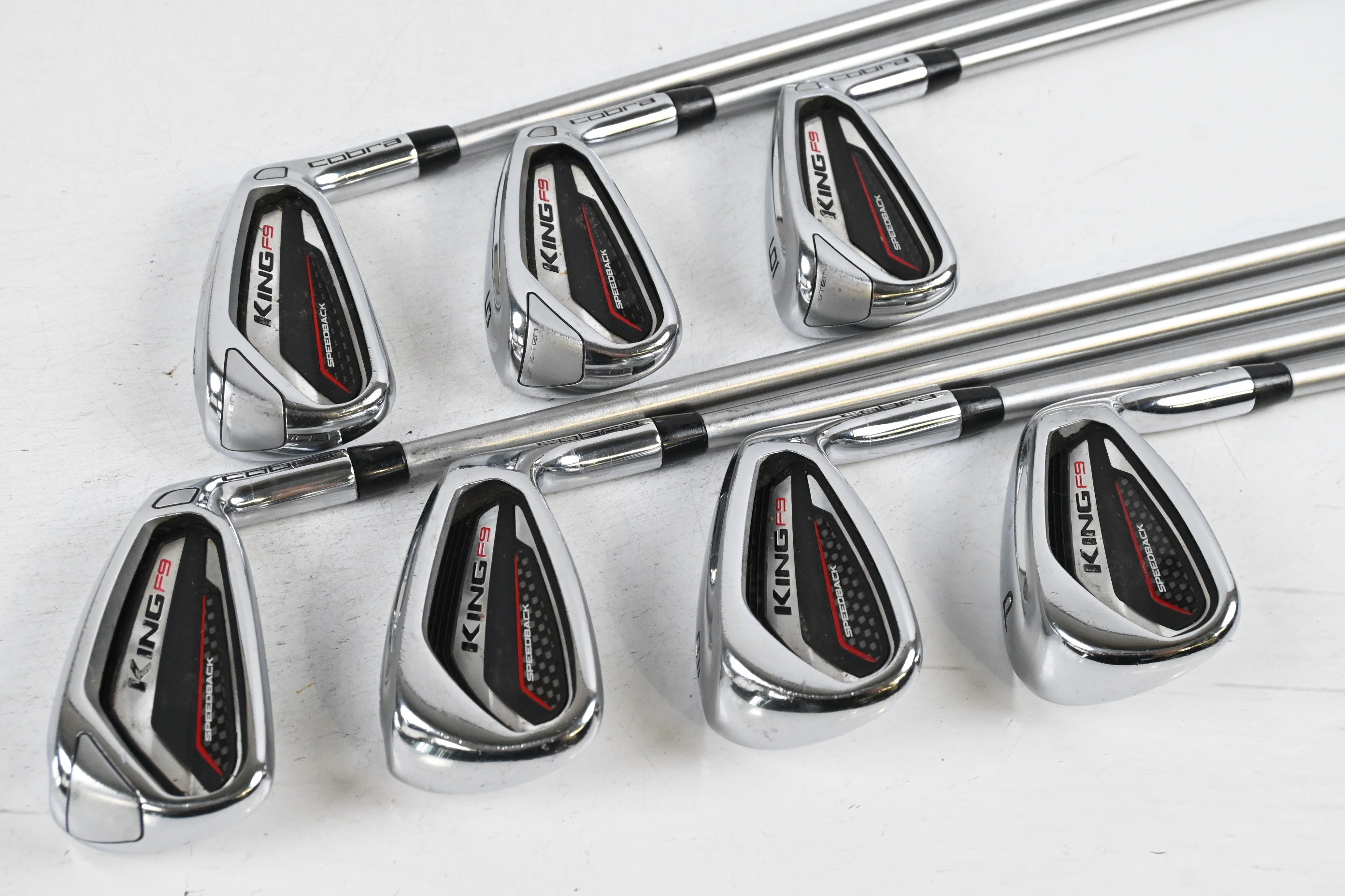 Cobra King F9 Irons / 4-PW / Stiff Flex KBS Tour C-Taper Lite 110 Shafts
