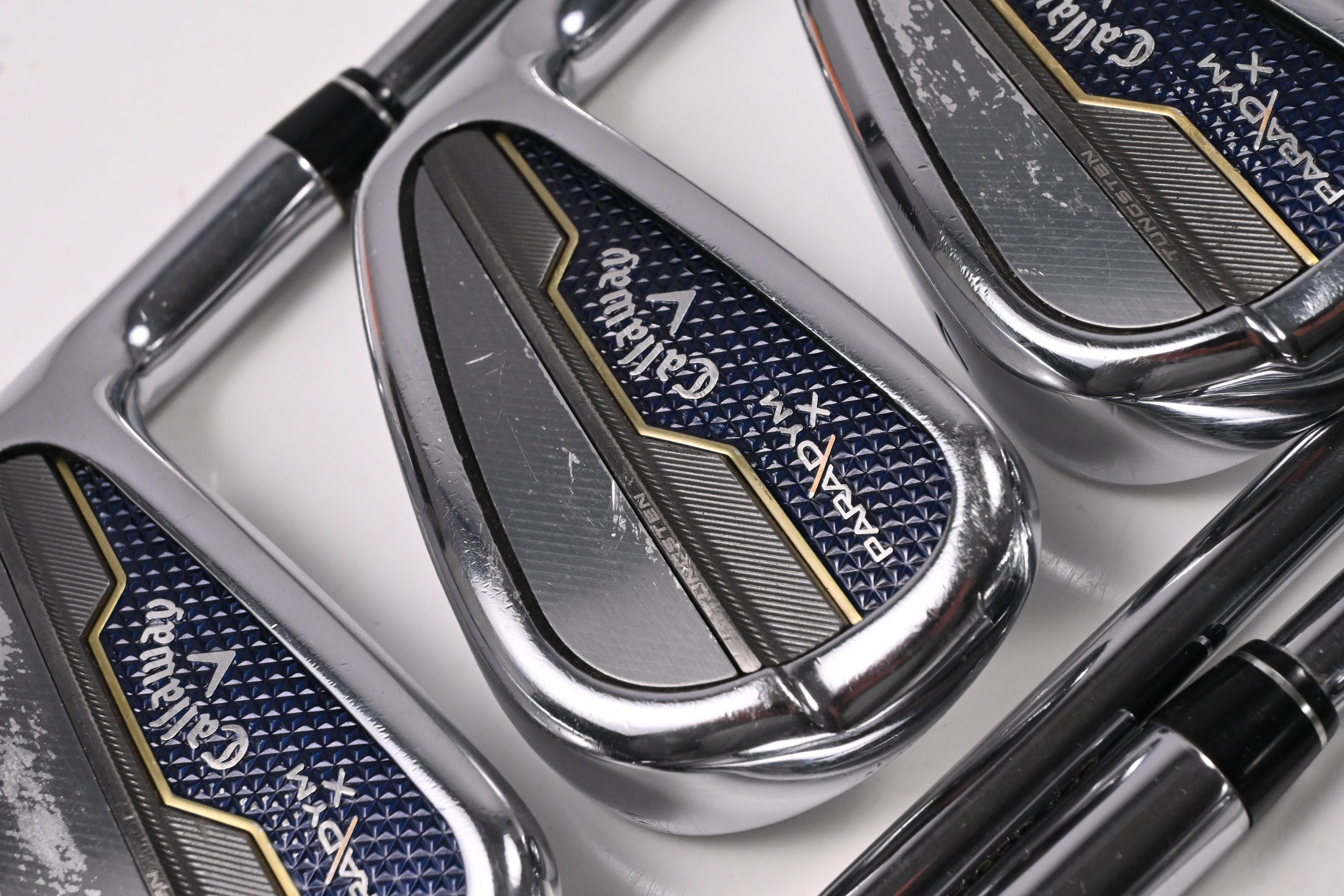 Callaway Paradym X Irons / 5-PW+AW / Stiff Flex Rifle Tour Flighted 105 Shafts