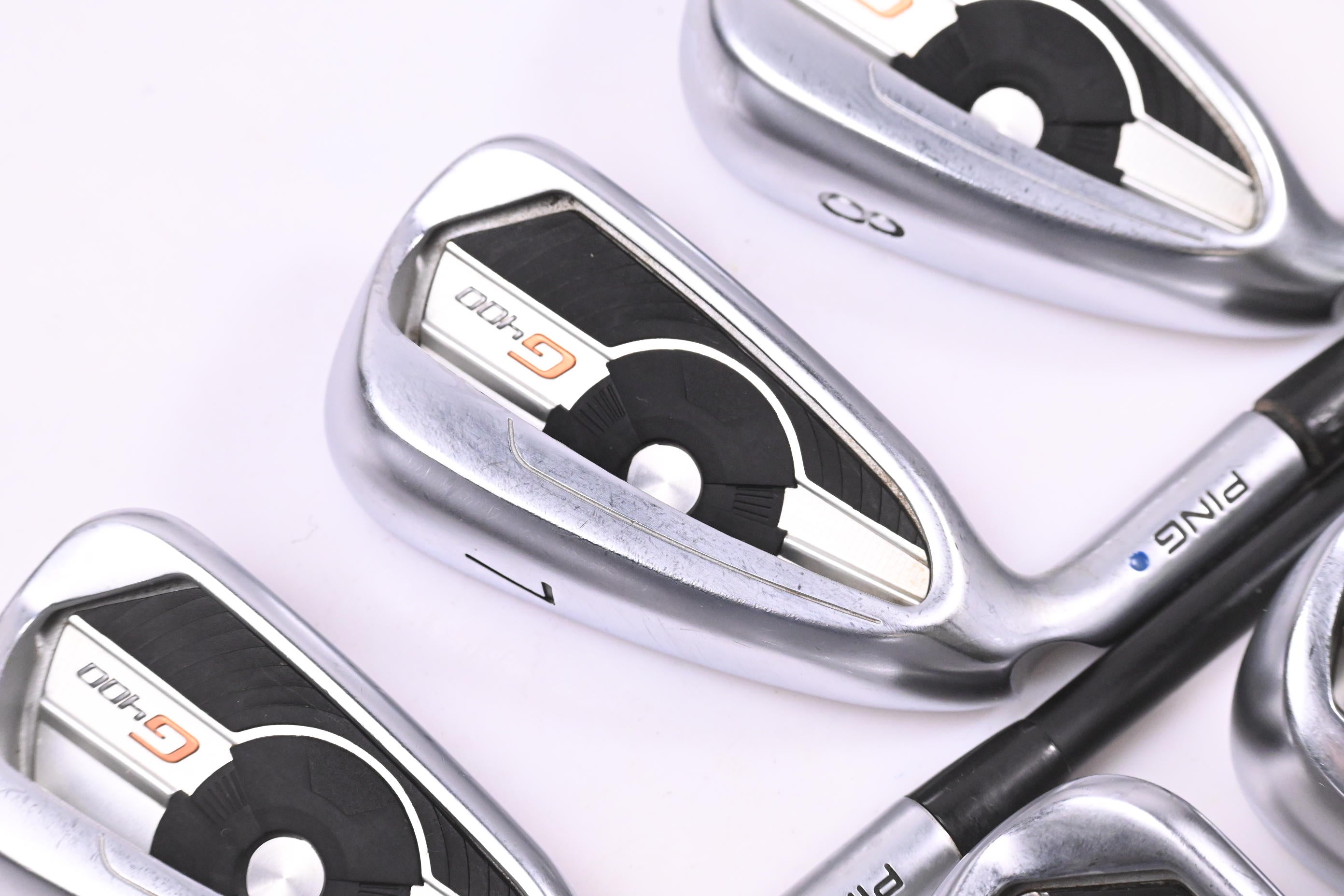 Left Hand Ping G400 Irons / 6-PW+GW+SW / Blue Dot / Regular Flex Ping Alta CB