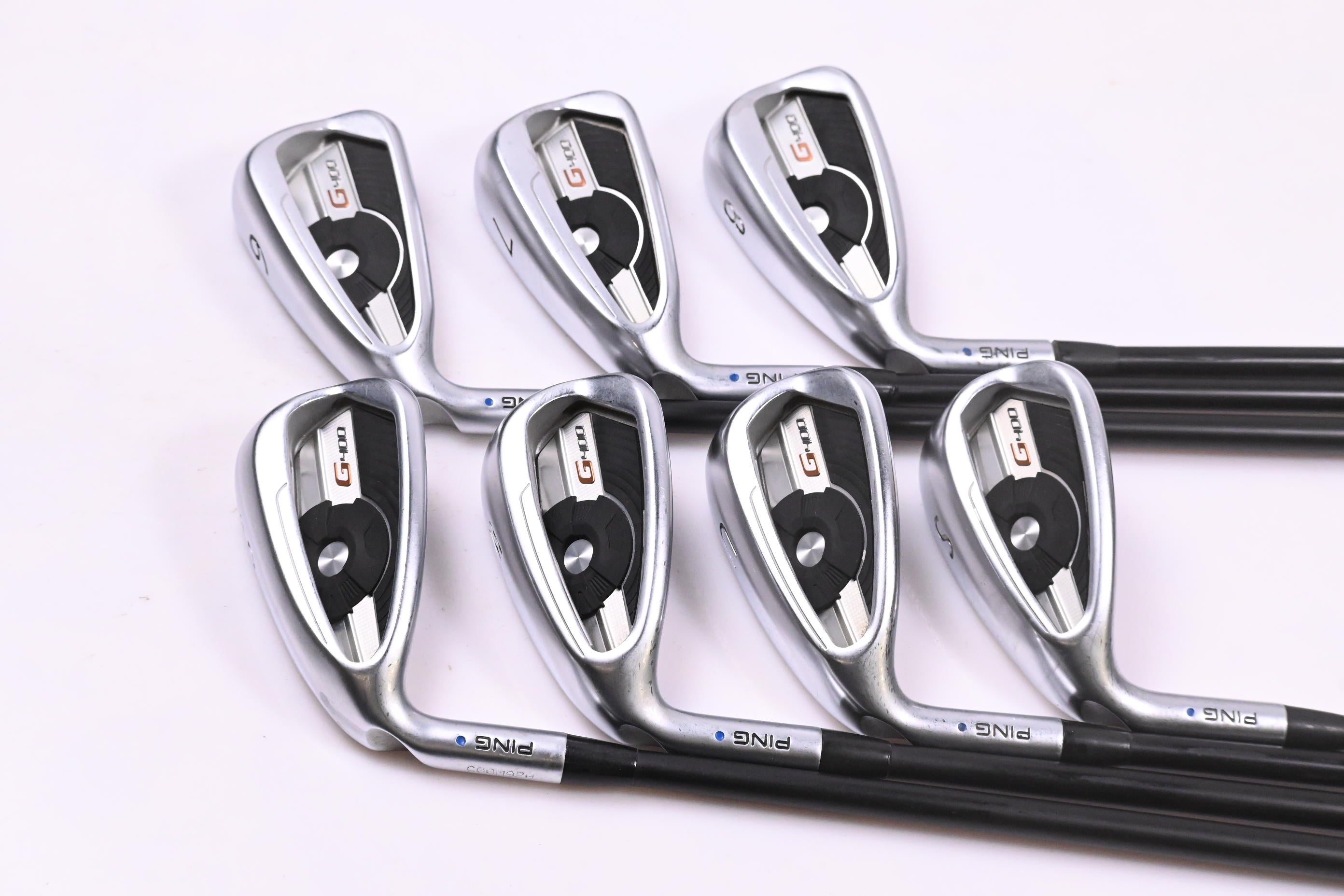 Left Hand Ping G400 Irons / 6-PW+GW+SW / Blue Dot / Regular Flex Ping Alta CB