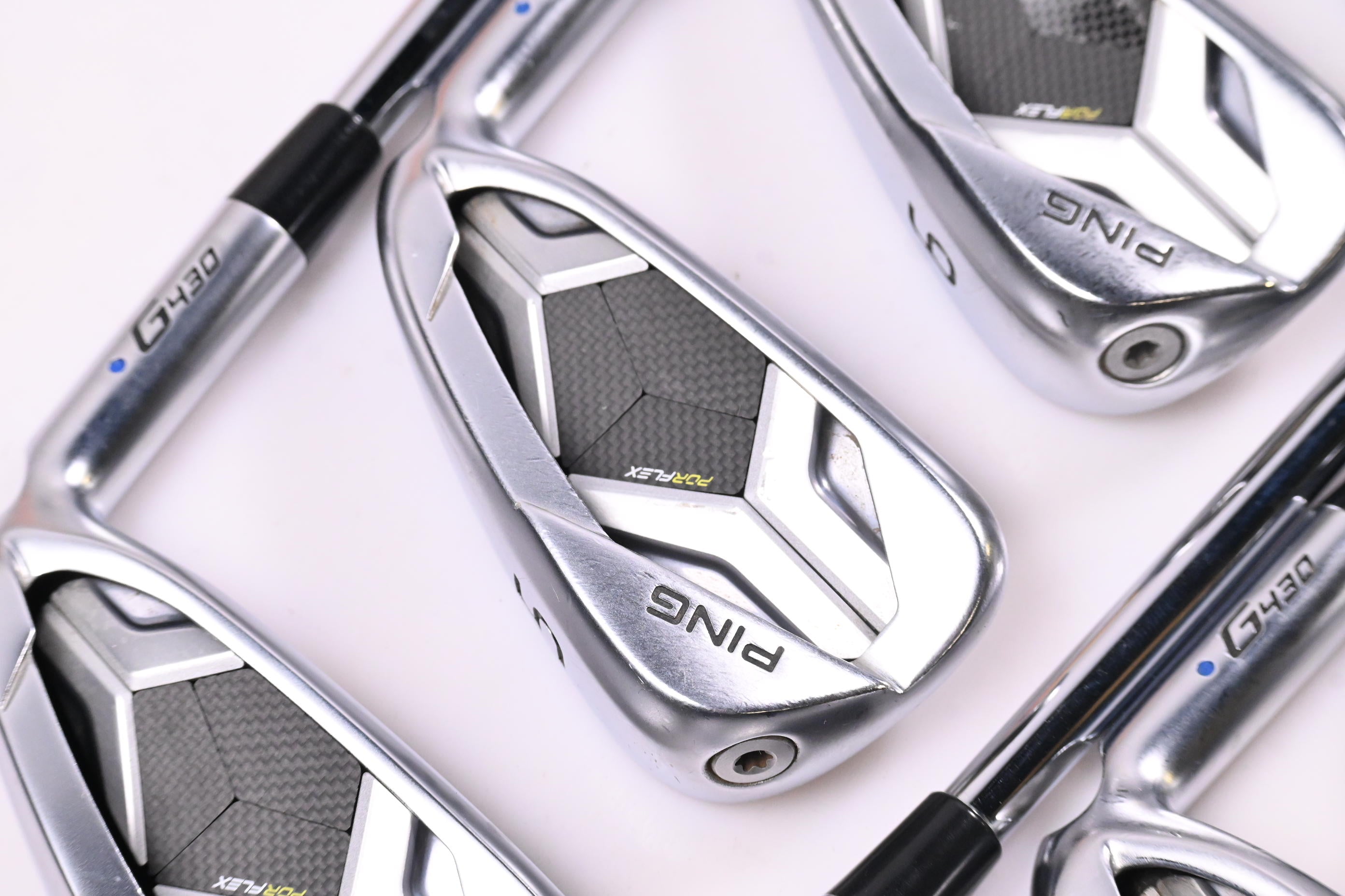 Ping G430 Irons / 4-PW+45° / Blue Dot / Stiff Flex Ping AWT 2.0 Shafts