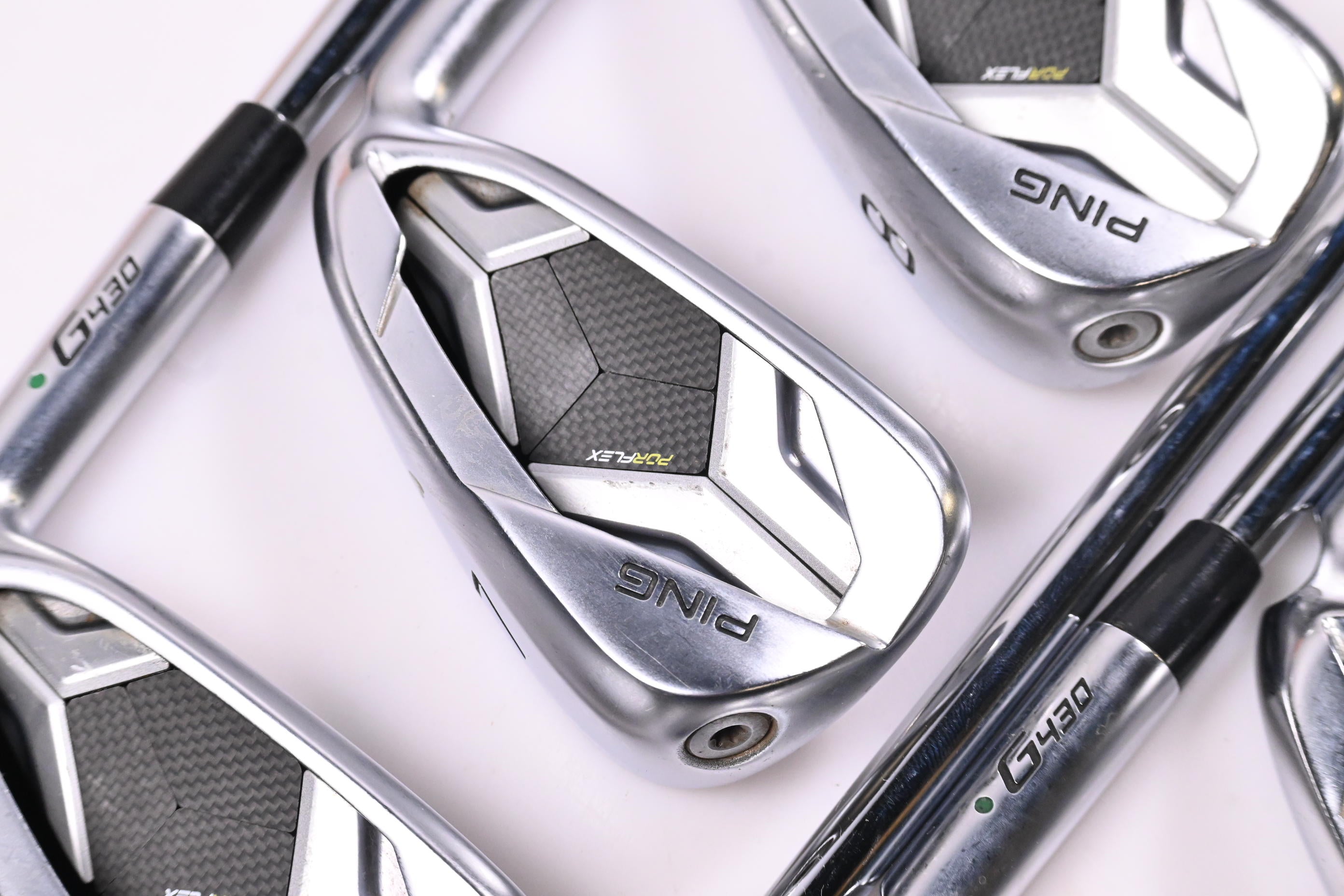 Ping G430 Irons / 6-PW+45°+50° / Green Dot / Regular Flex Ping AWT 2.0 Shafts