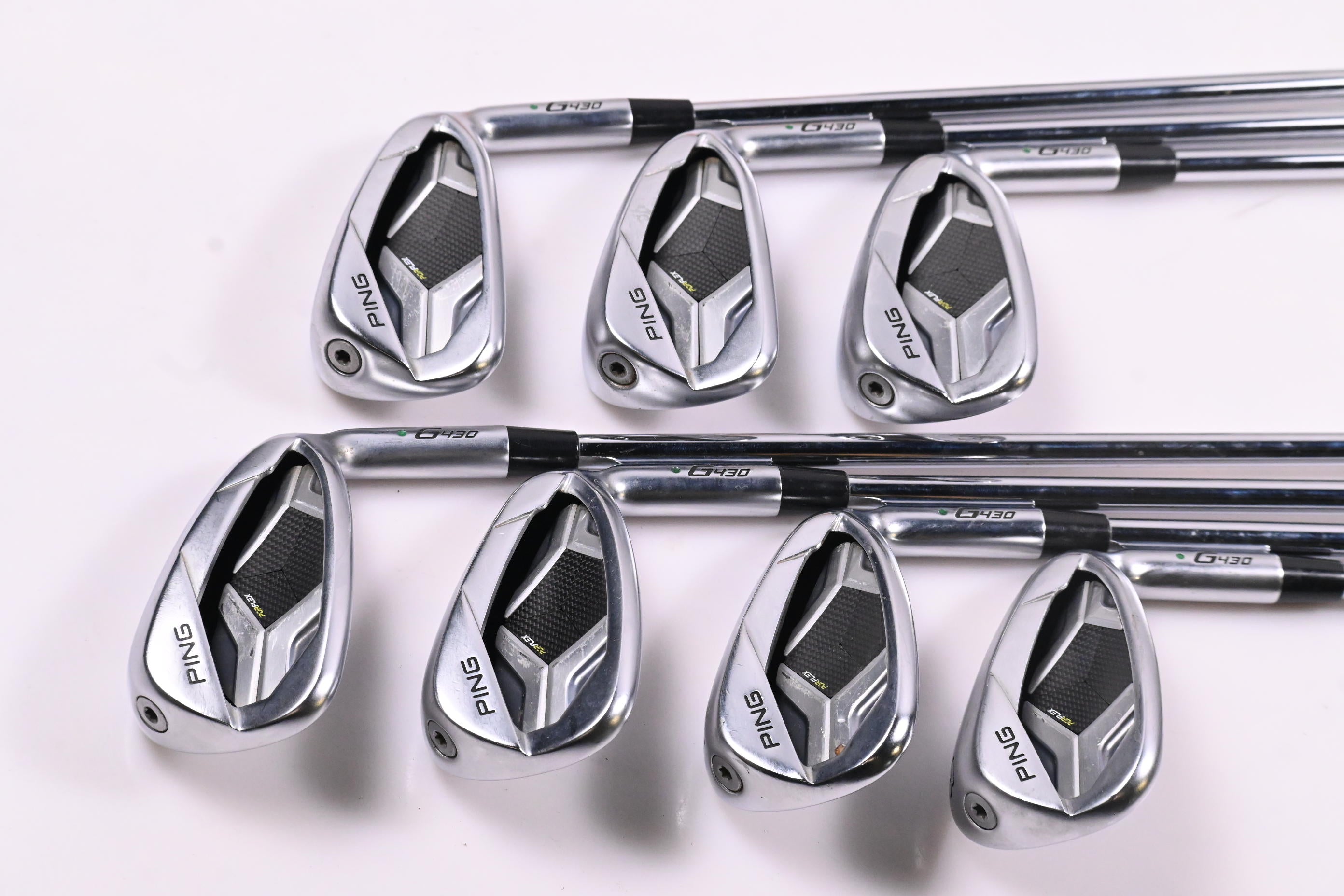 Ping G430 Irons / 6-PW+45°+50° / Green Dot / Regular Flex Ping AWT 2.0 Shafts