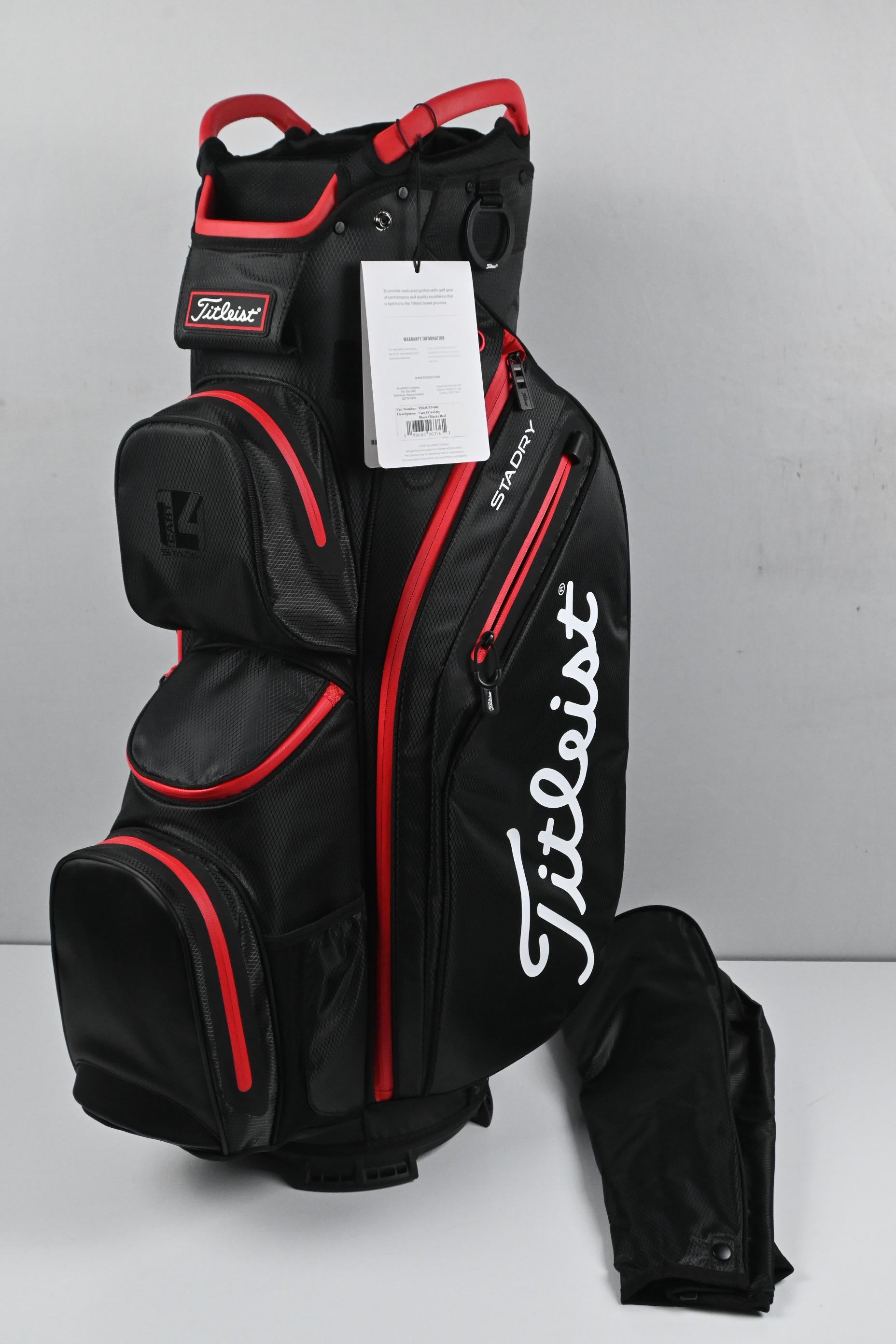 Titleist StaDry Cart Bag / 14-Way Divider / Black & Red
