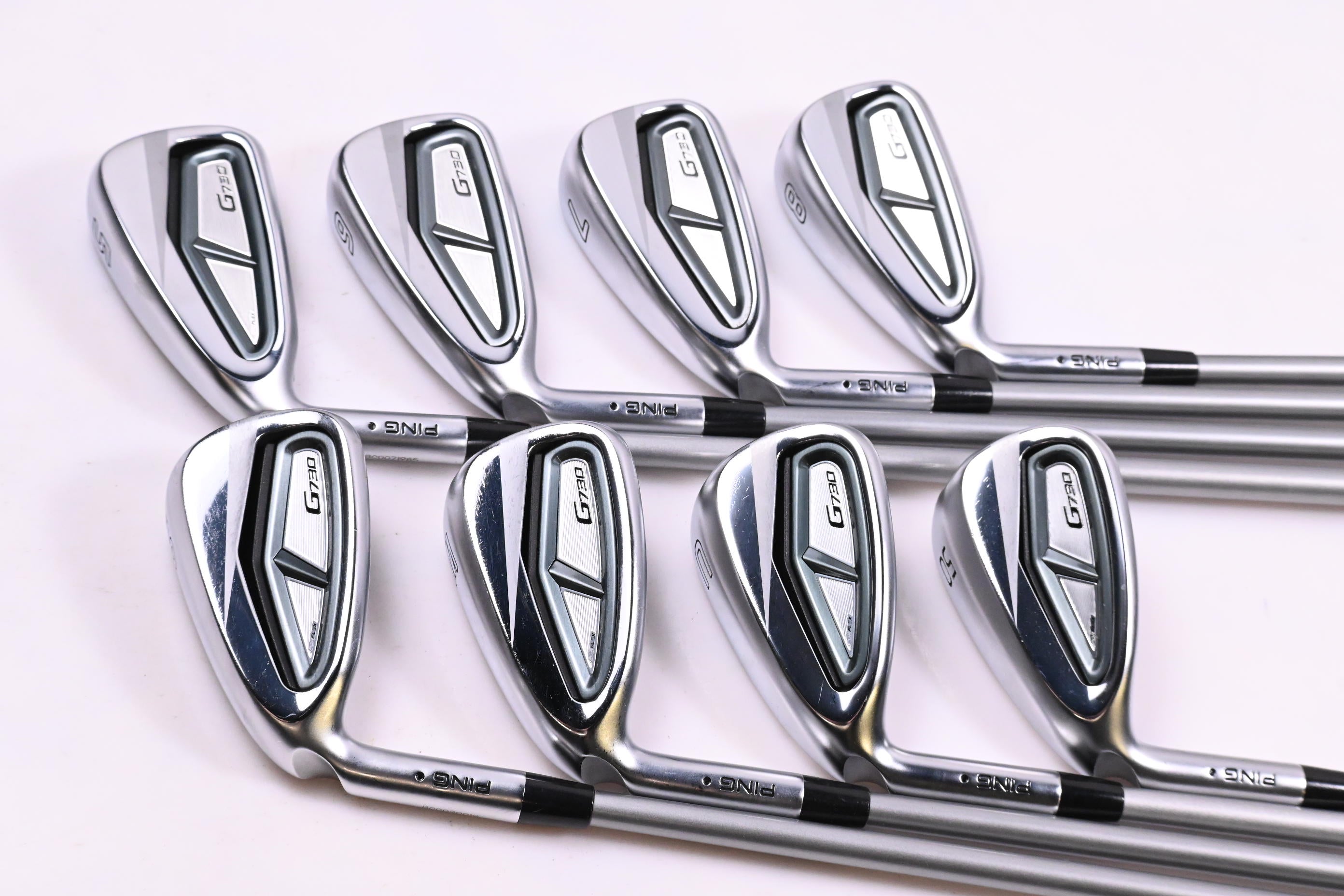Left Hand Ping G730 Irons / 5-PW+GW+50 / Black Dot / Senior Flex Ping Alta Quick