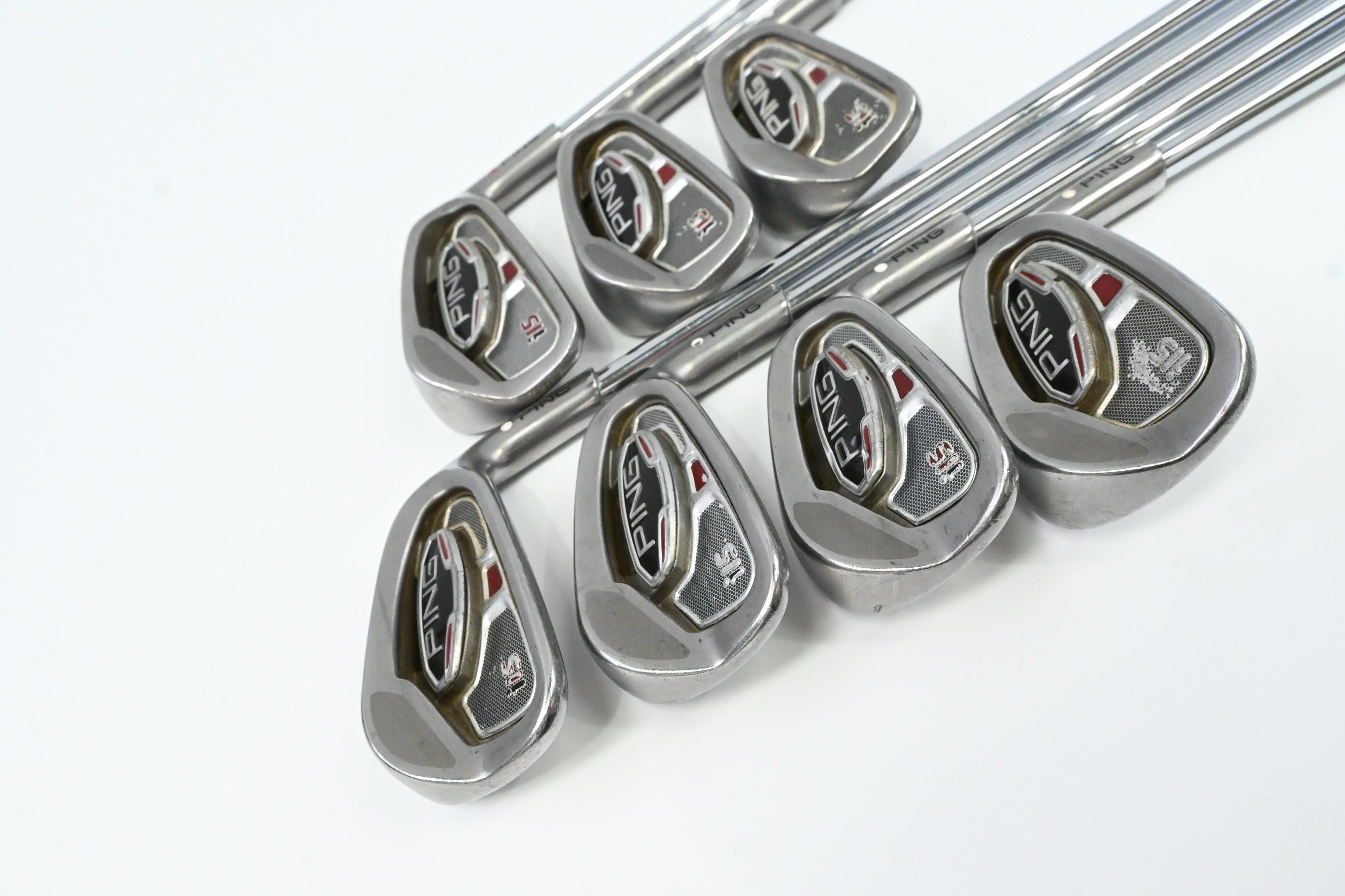 Ping i15 Irons / 4-PW / White Dot / Regular Flex Ping AWT Shafts