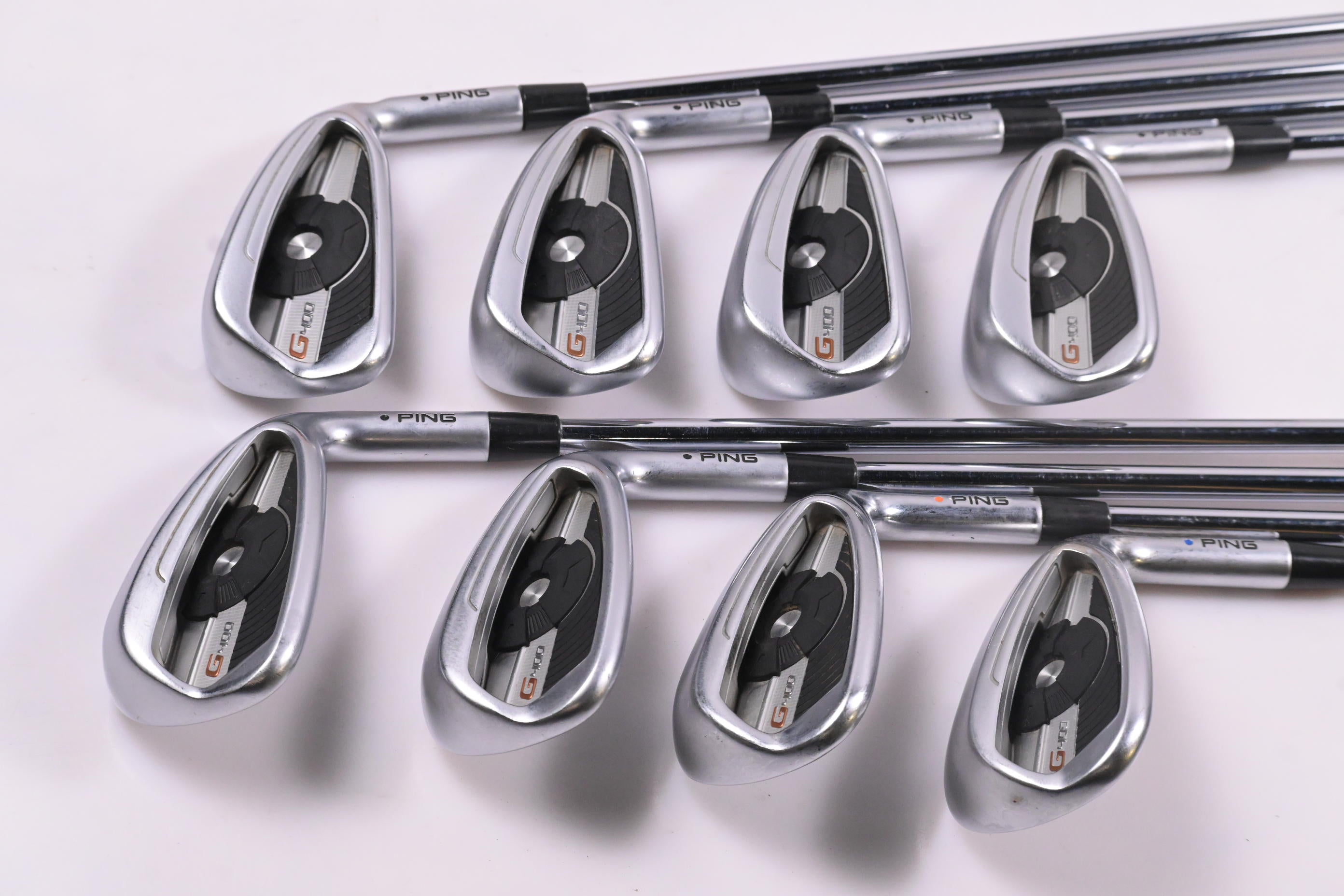 Ping G400 Irons / 5-PW+GW+SW / Black Dot / Stiff Flex Ping AWT 2.0 Shafts