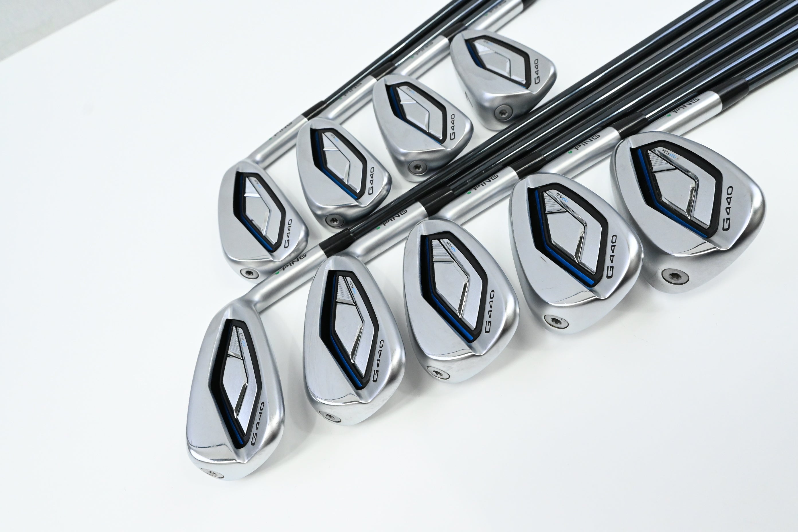 Ping G440 Irons / 4-PW+UW+52° / Green Dot / Regular Flex UST Recoil Dart 75