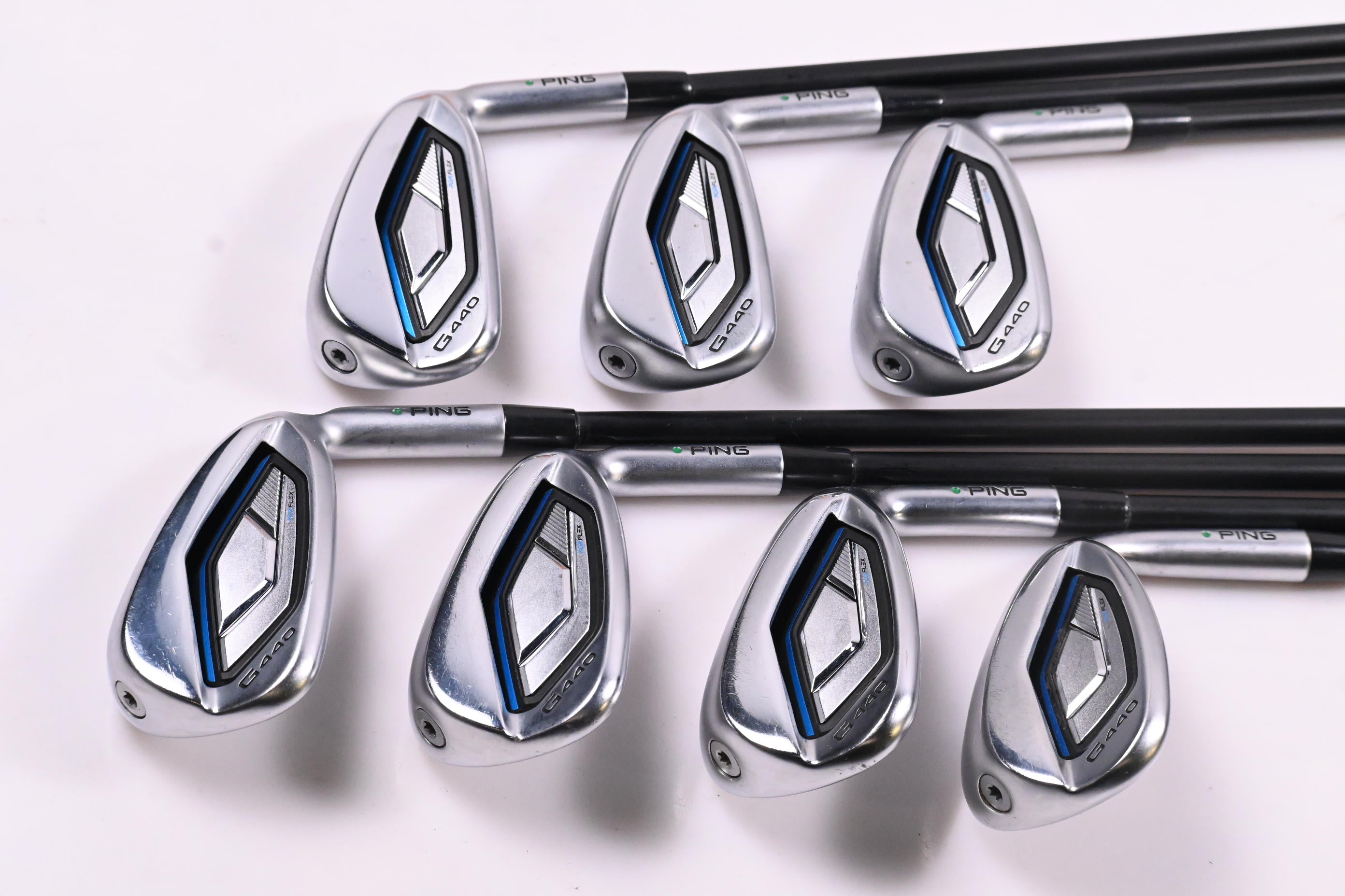 Ping G440 Irons / 6-PW+UW+56° / Green Dot / Senior Flex Ping Alta CB Blue AWT