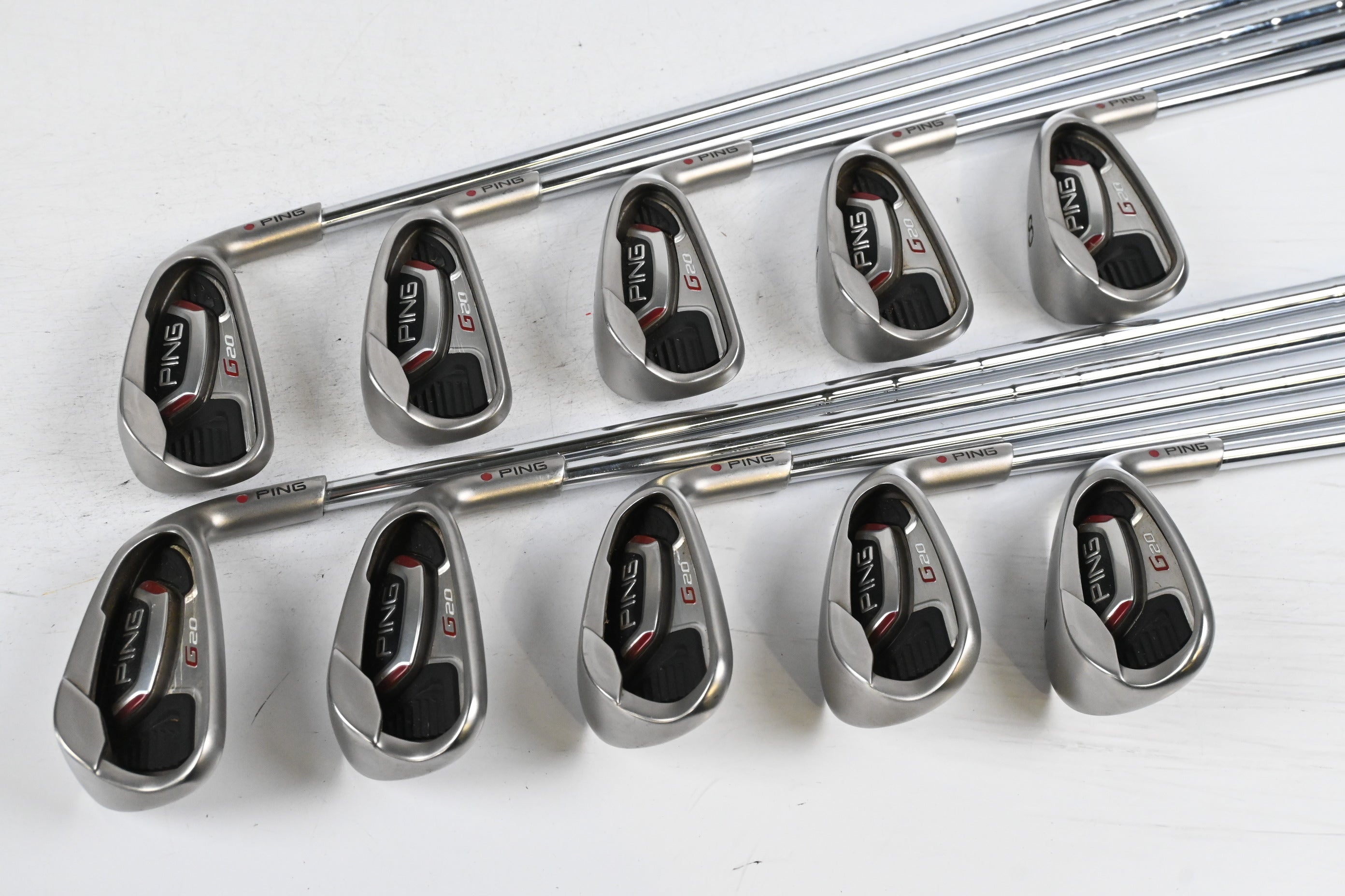 Ping G20 Irons / 4-PW+GW+SW+LW / Red Dot / Regular Flex Ping CFS Shafts
