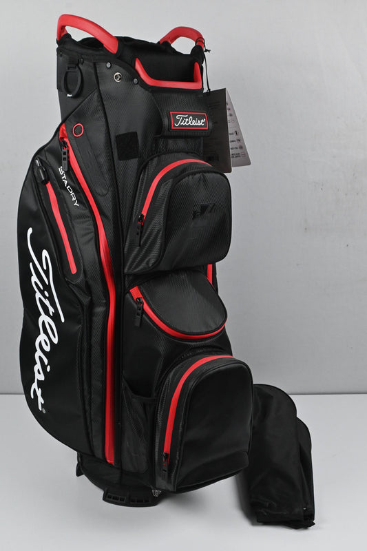 Titleist StaDry Cart Bag / 14-Way Divider / Black & Red