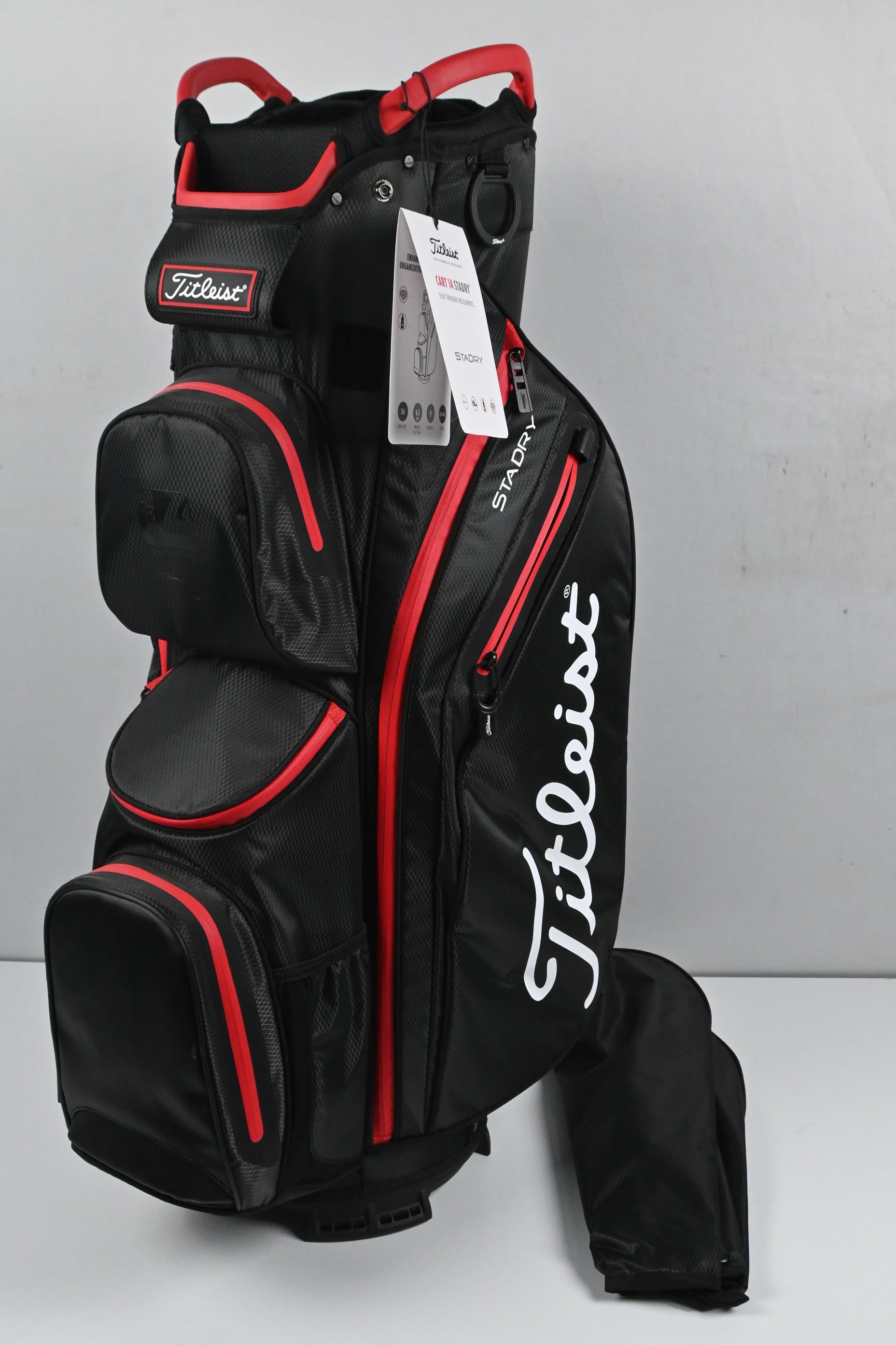 Titleist StaDry Cart Bag / 14-Way Divider / Black & Red