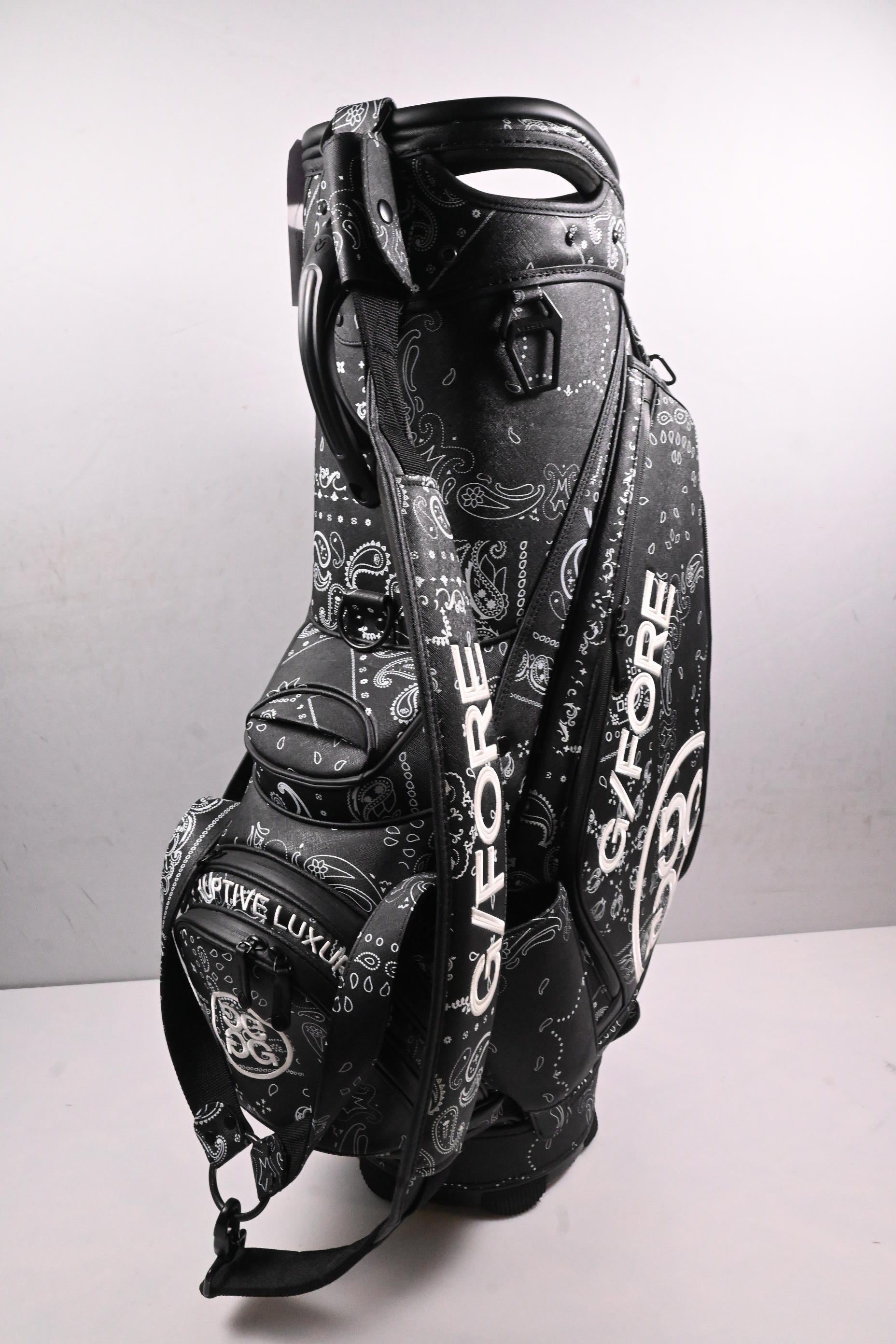G/Fore Saffiano Boro Tour Bag / 6-Way Divider / Black, White