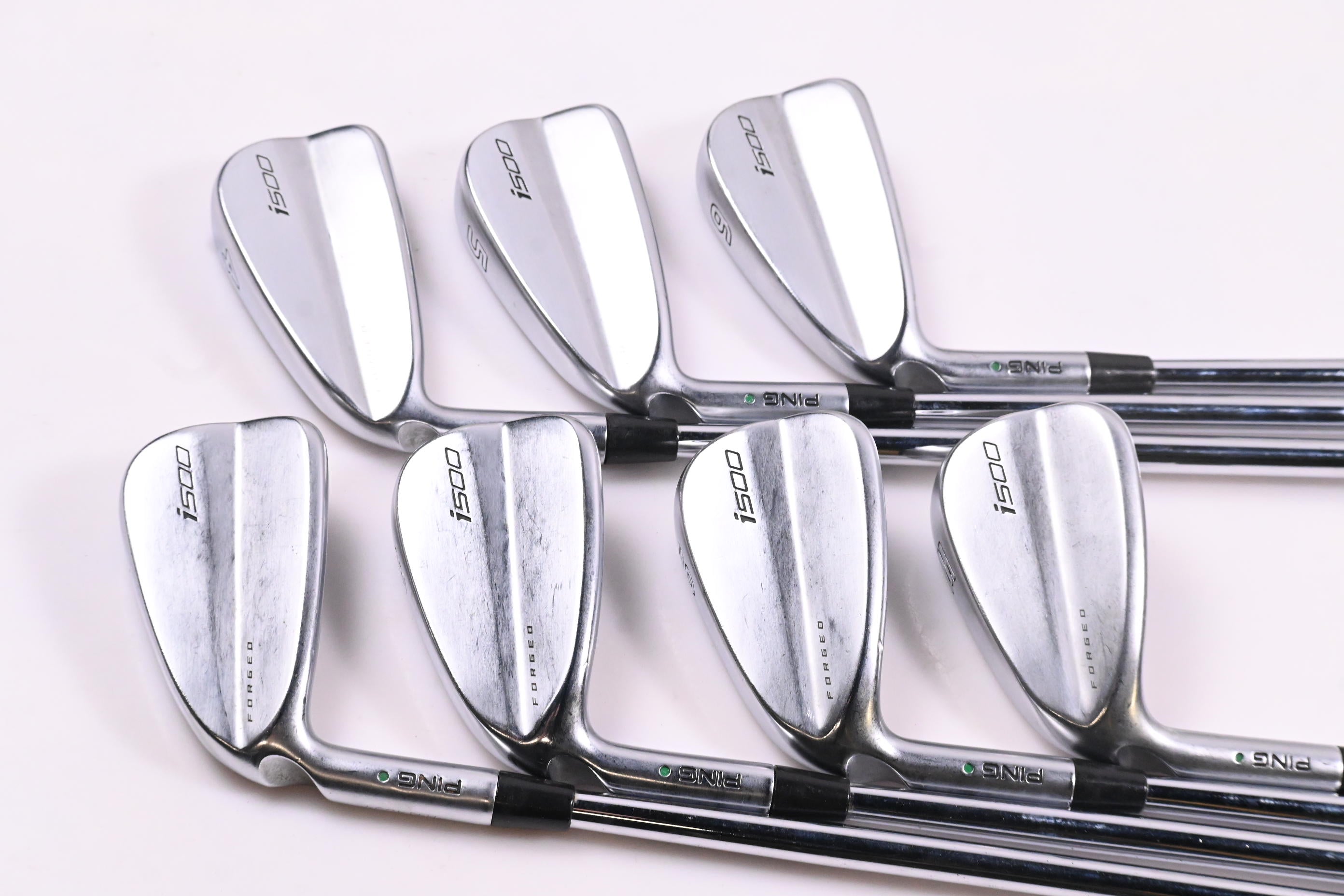 Left Hand Ping i500 Irons / 4-PW / Green Dot / Stiff Flex Dynamic Gold 105 S300