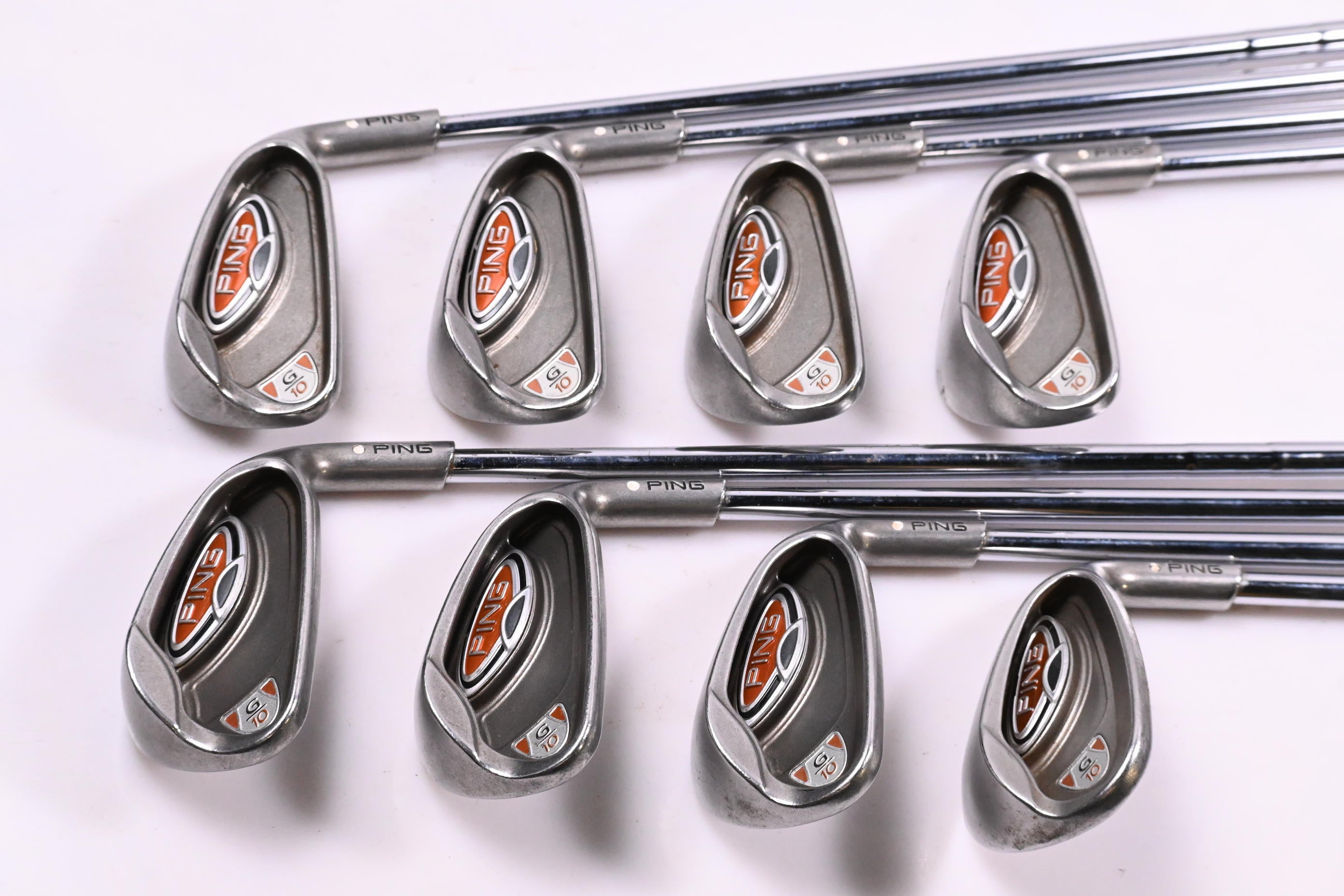 Ping G10 Irons / 4-PW+LW / White Dot / Stiff Flex Ping AWT Shafts
