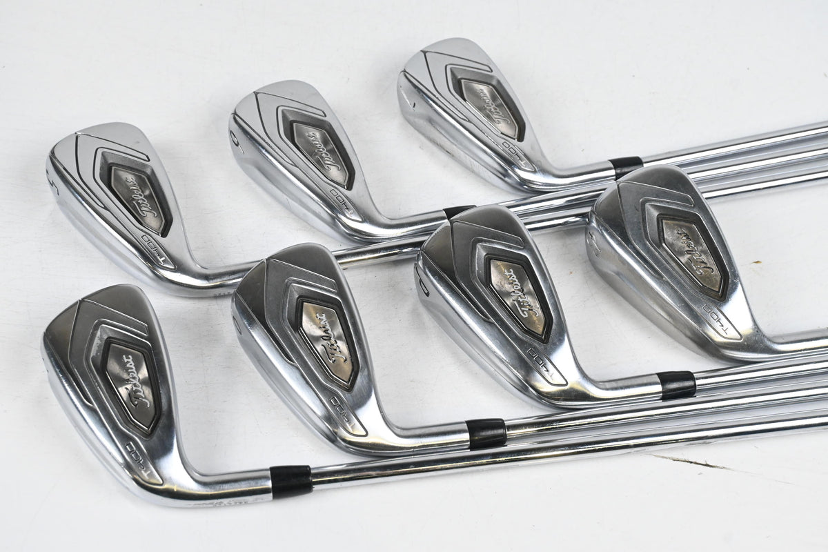 Left Hand Titleist T400 2019 Irons / 5-PW+GW / Regular Flex AMT Black R300 Shafts