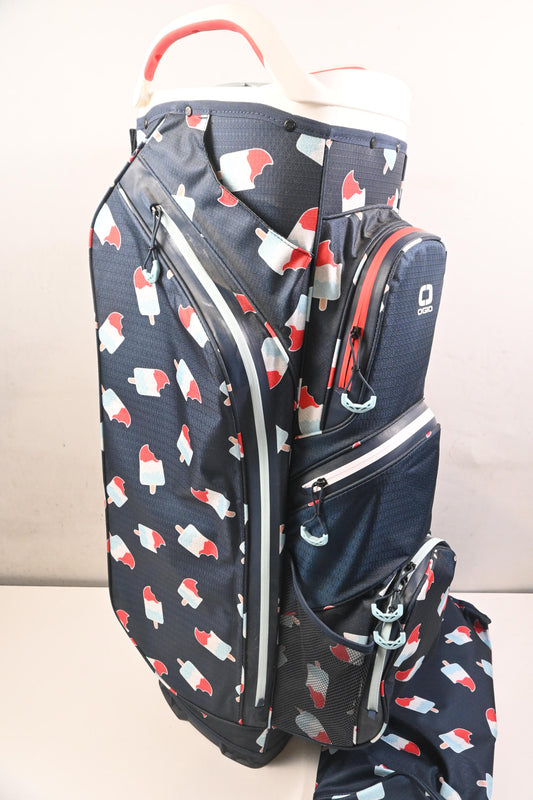 Ogio All Elements Silencer Cart Bag / 15-Way Divider / Navy, White & Red