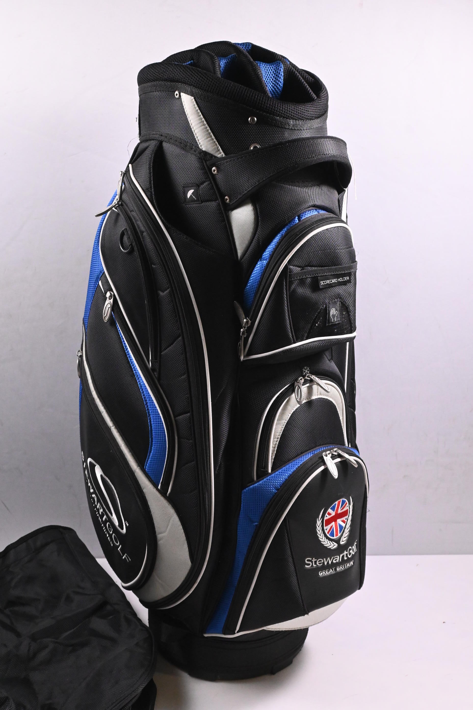 Stewart Golf Cart Bag / 14-Way Divider / Black, Blue