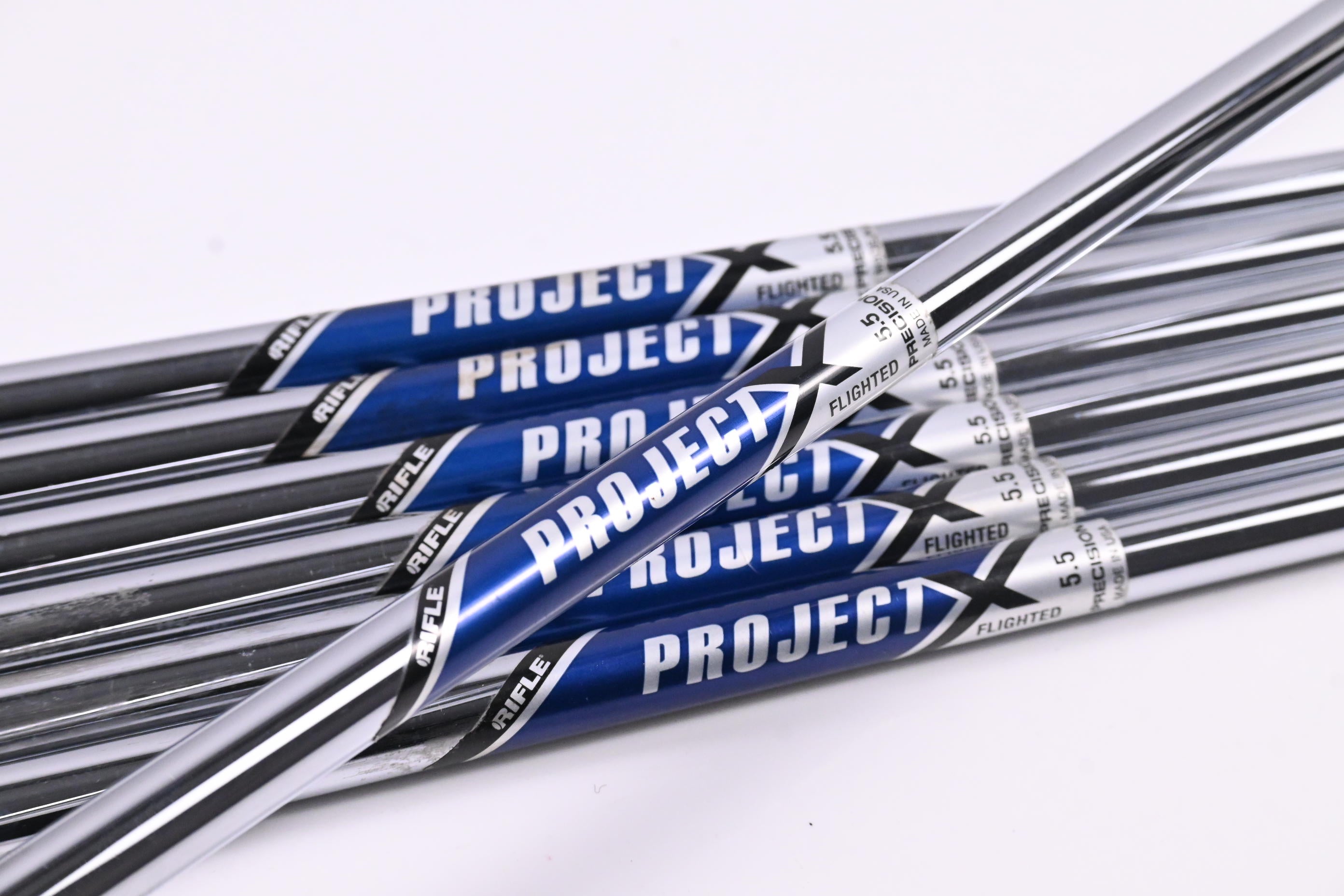 Project X Flighted Iron Shafts / Regular Plus Flex / Set Of 7 / .355" Tip