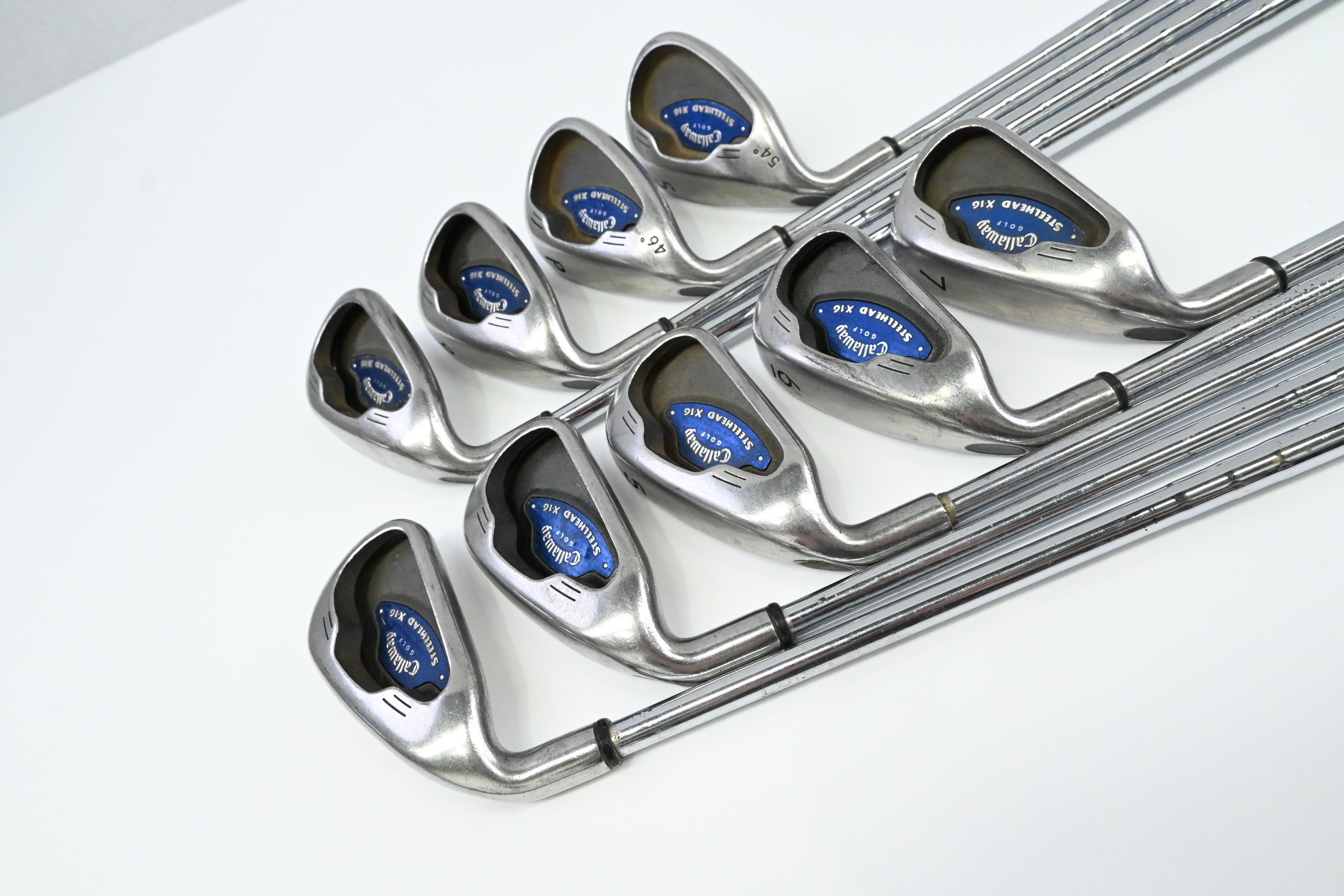 Left Hand Callaway X-16 Irons / 3-PW+SW / Uniflex Callaway Steelhead X-16 Shafts