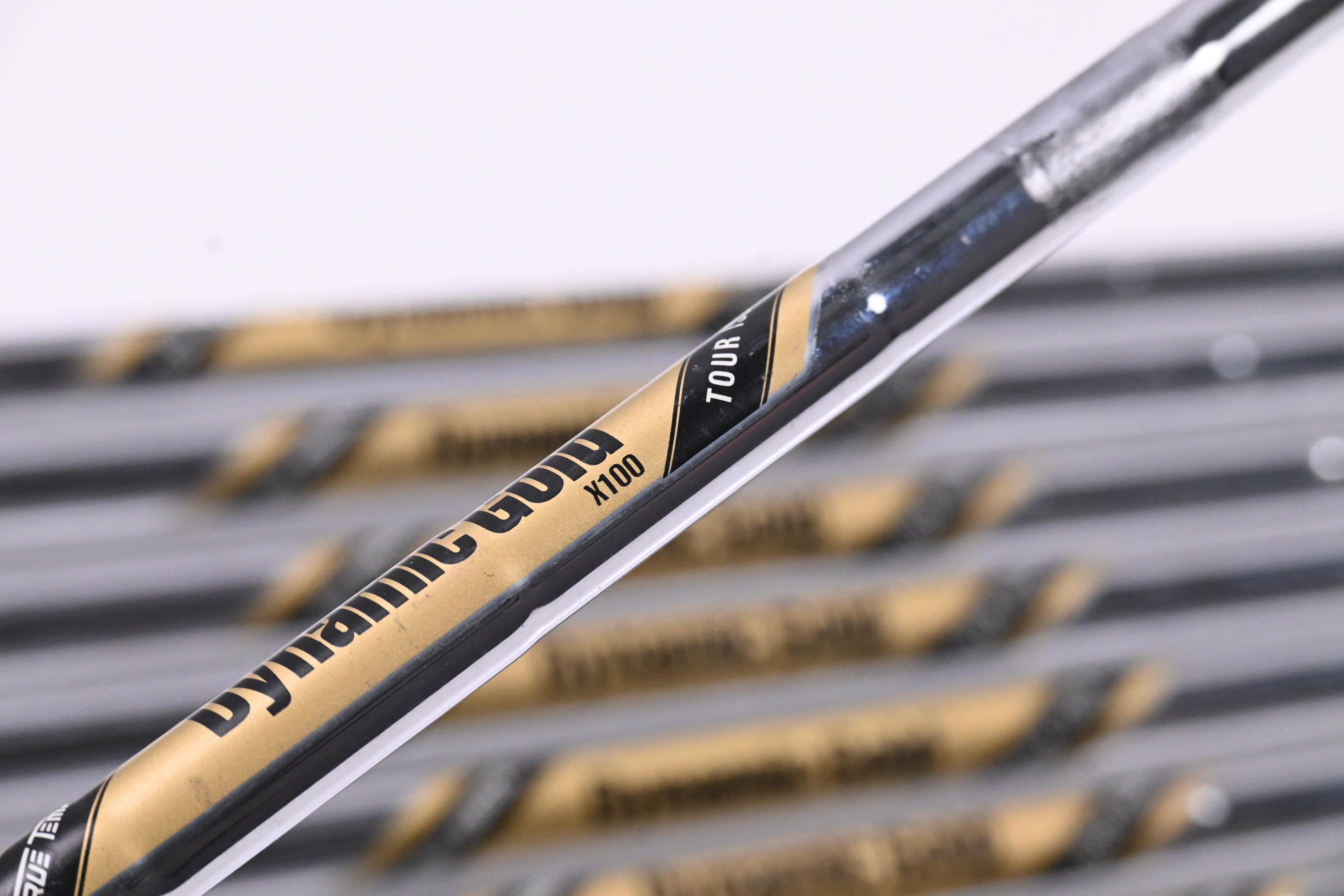True Temper Dynamic Gold X100 Tour Issue Shafts / X-Flex / Set Of 8 / .355" Tip