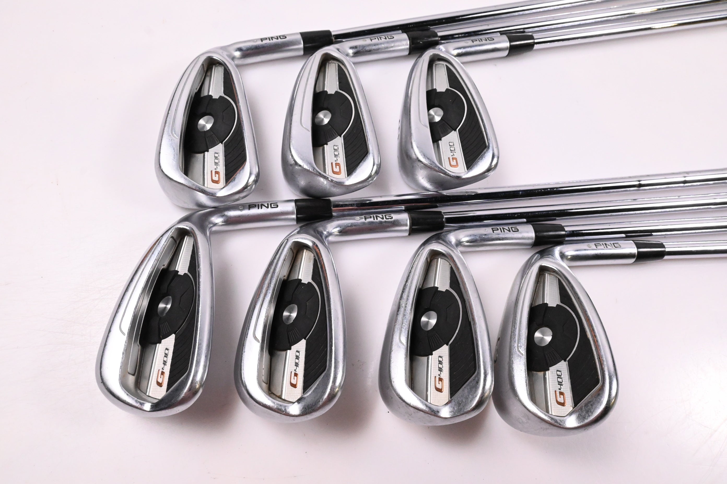 Ping G400 Irons / 6-PW+GW+SW / Silver Dot / Stiff Flex Ping AWT 2.0 Shafts