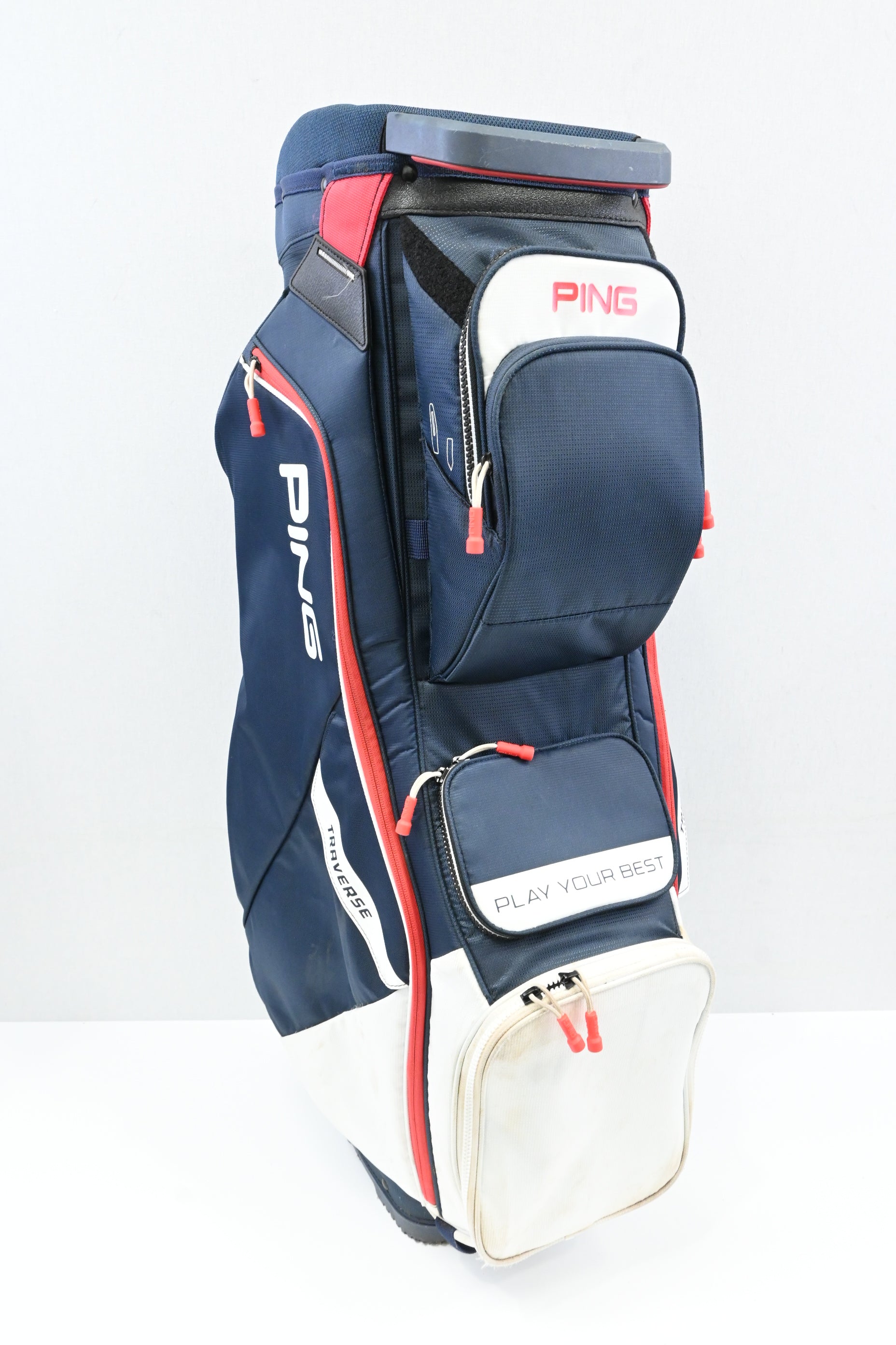 Ping Traverse Cart Bag / 14-Way / Navy, White, Red