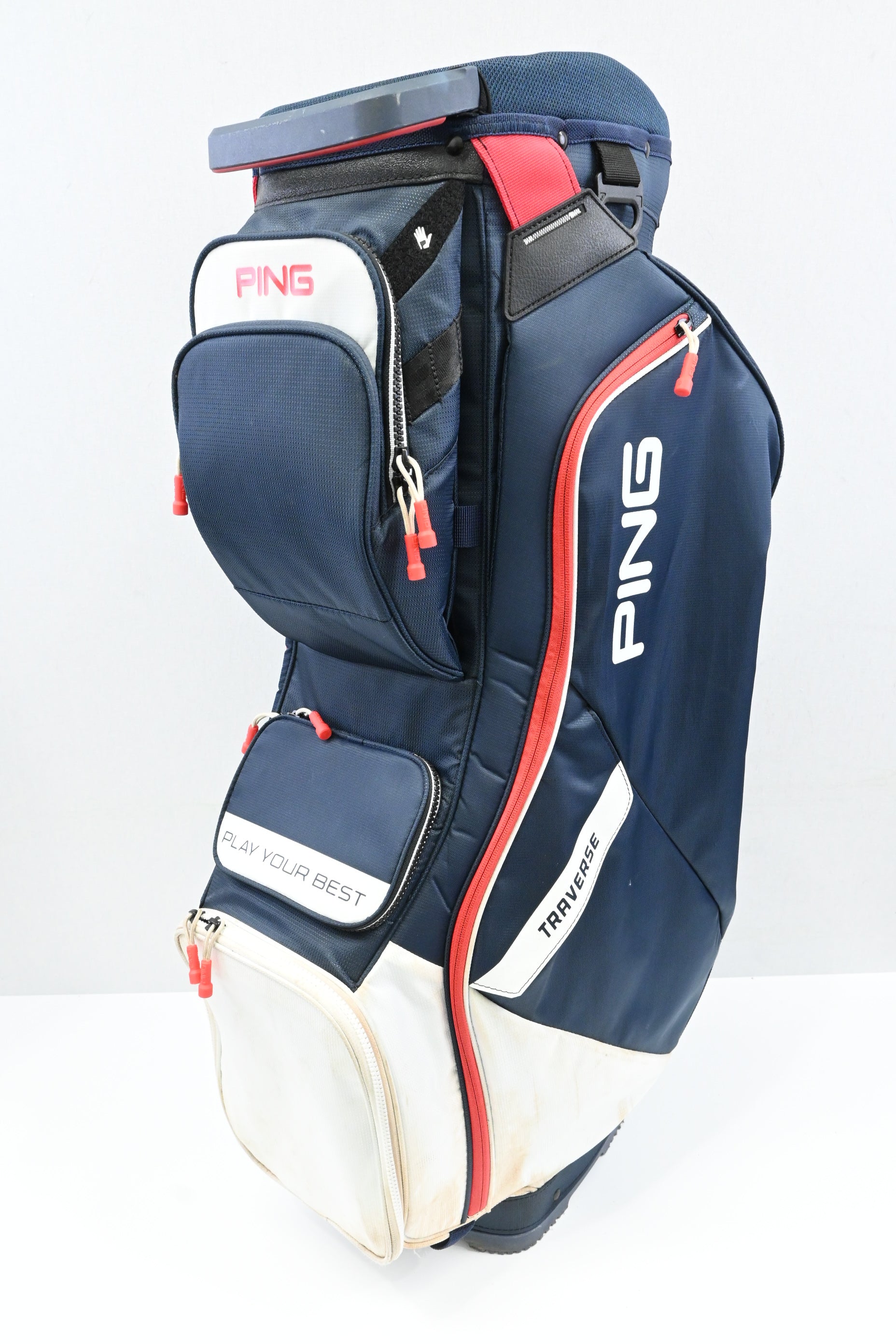 Ping Traverse Cart Bag / 14-Way / Navy, White, Red