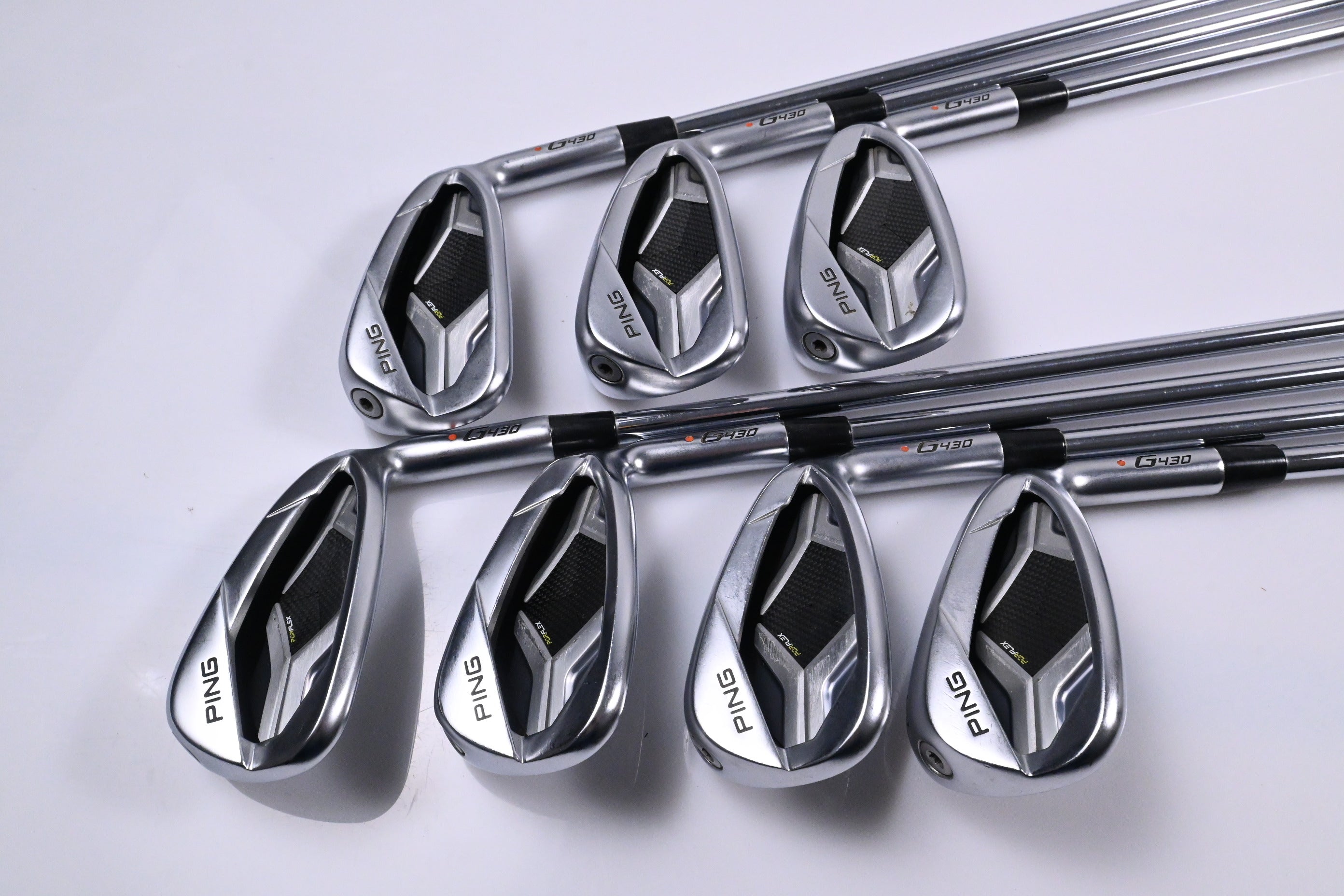 Ping G430 Irons / 6-PW+45°+50° / Orange Dot / Regular Flex Elevate MPH 95 Shafts