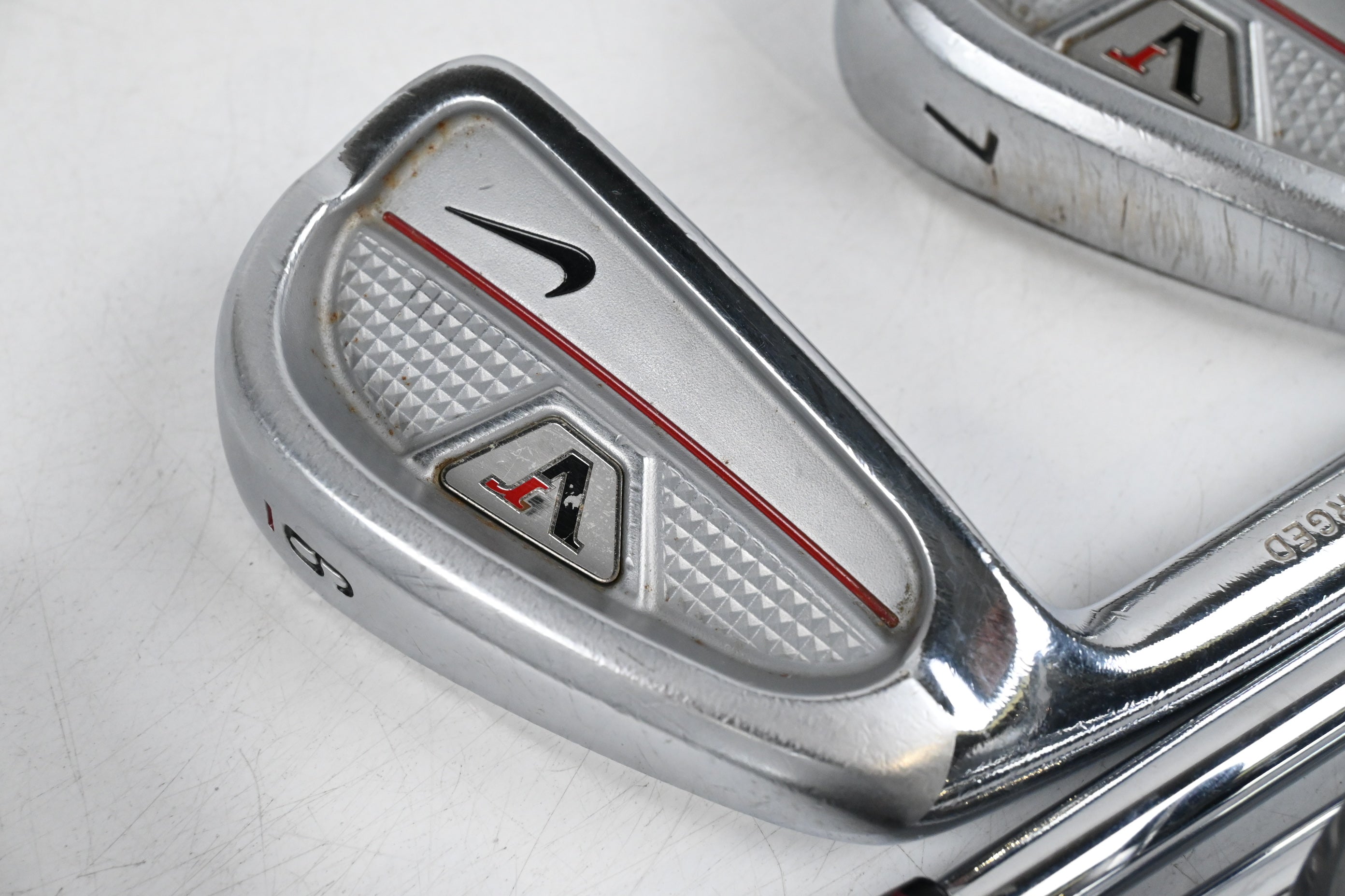 Left Hand Nike VR Split Cavity Irons / 4-PW+GW+SW / Stiff Flex Dynamic Gold