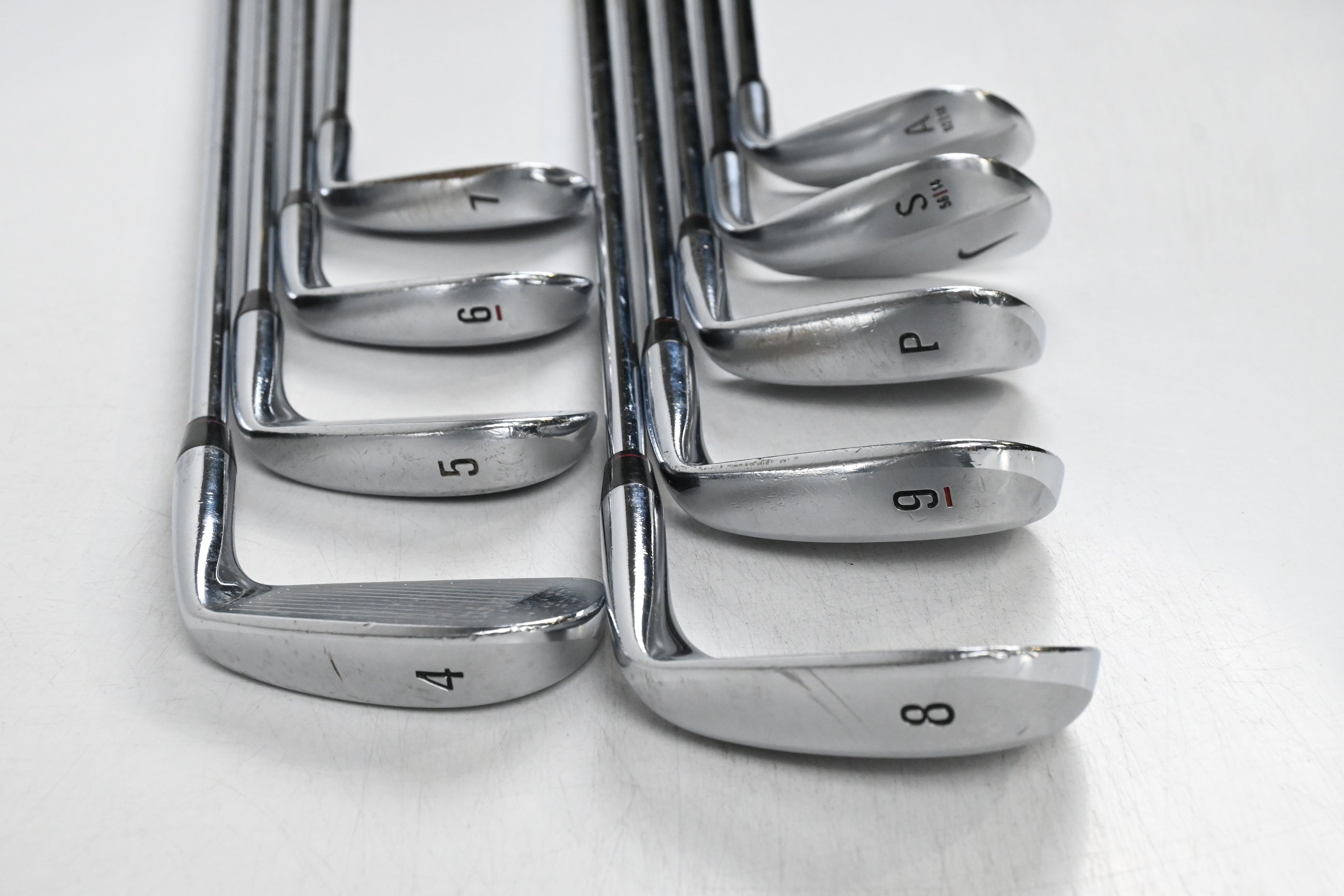 Left Hand Nike VR Split Cavity Irons / 4-PW+GW+SW / Stiff Flex Dynamic Gold