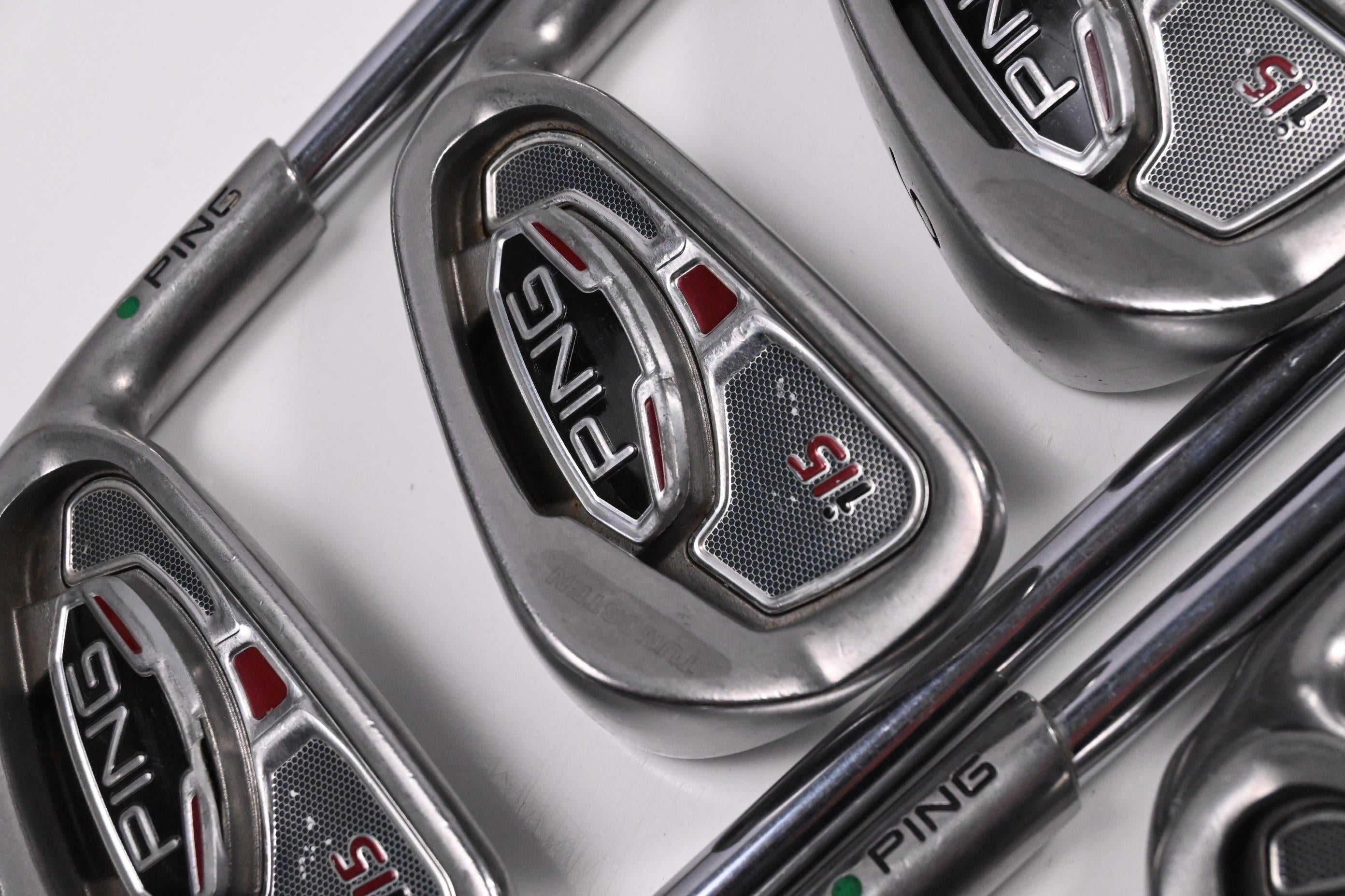 Ping i15 Irons / 4-PW / Green Dot / Stiff Flex Ping Z-Z65 Shafts