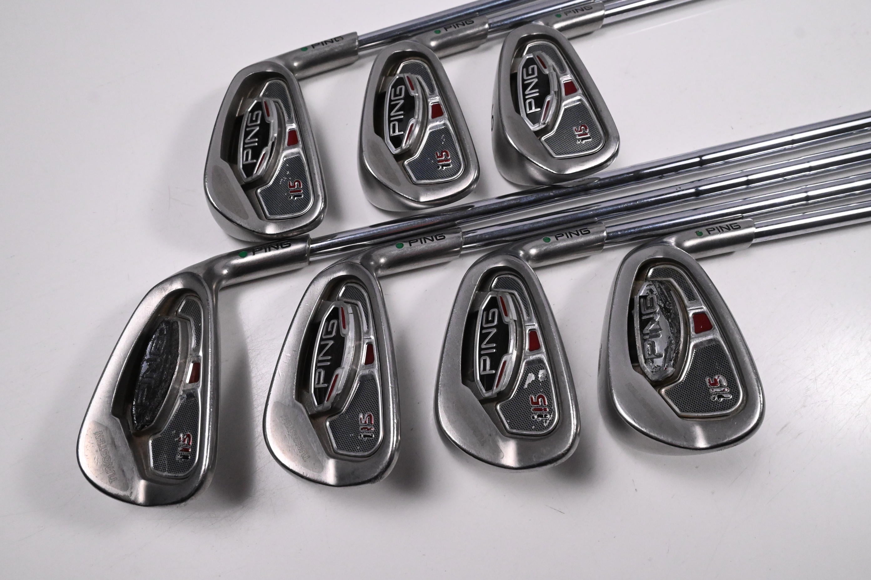 Ping i15 Irons / 4-PW / Green Dot / Stiff Flex Ping Z-Z65 Shafts