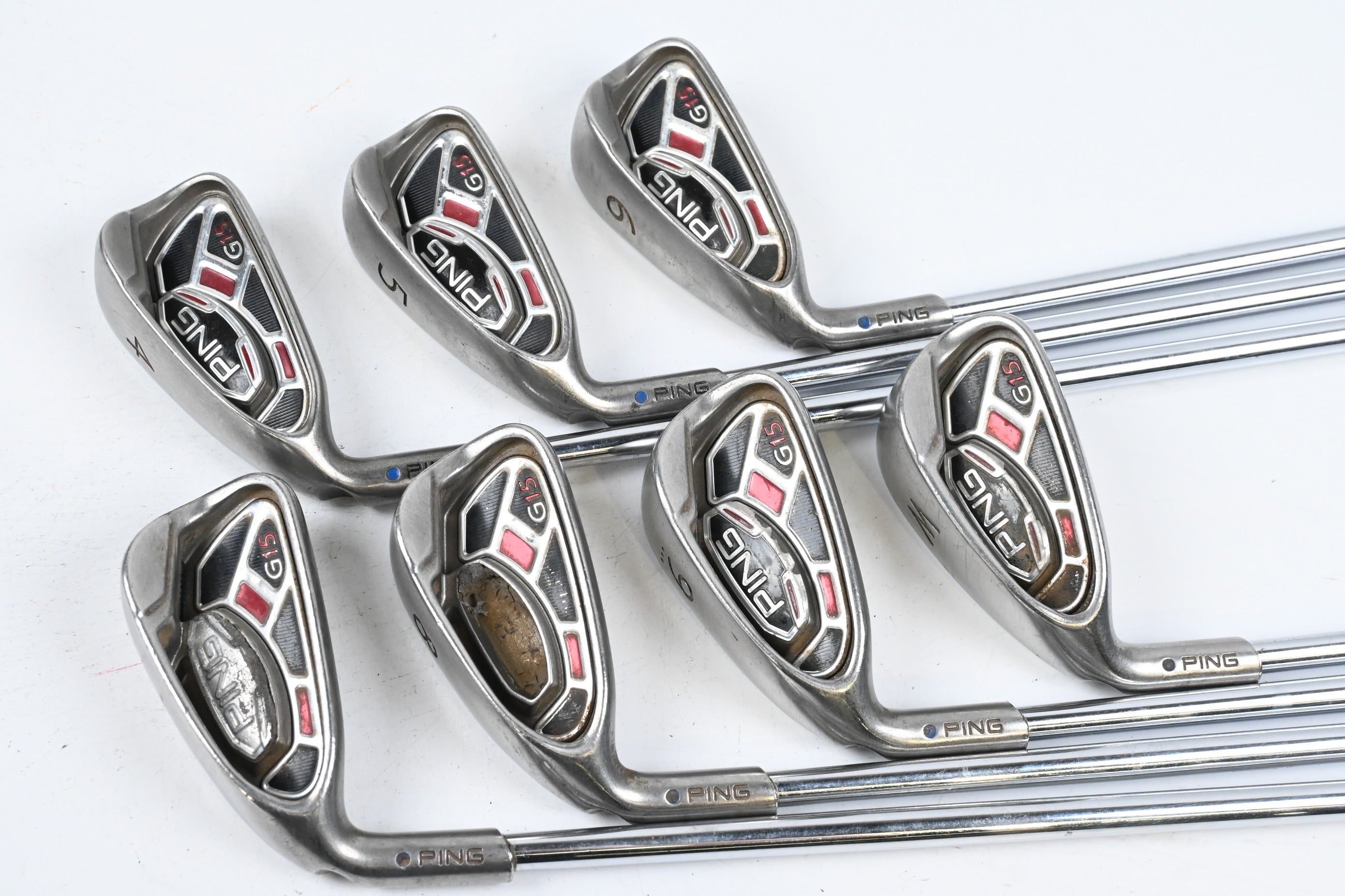 Left Hand Ping G15 Irons / 4-PW / Blue Dot / Regular Flex Ping AWT Steel Shafts